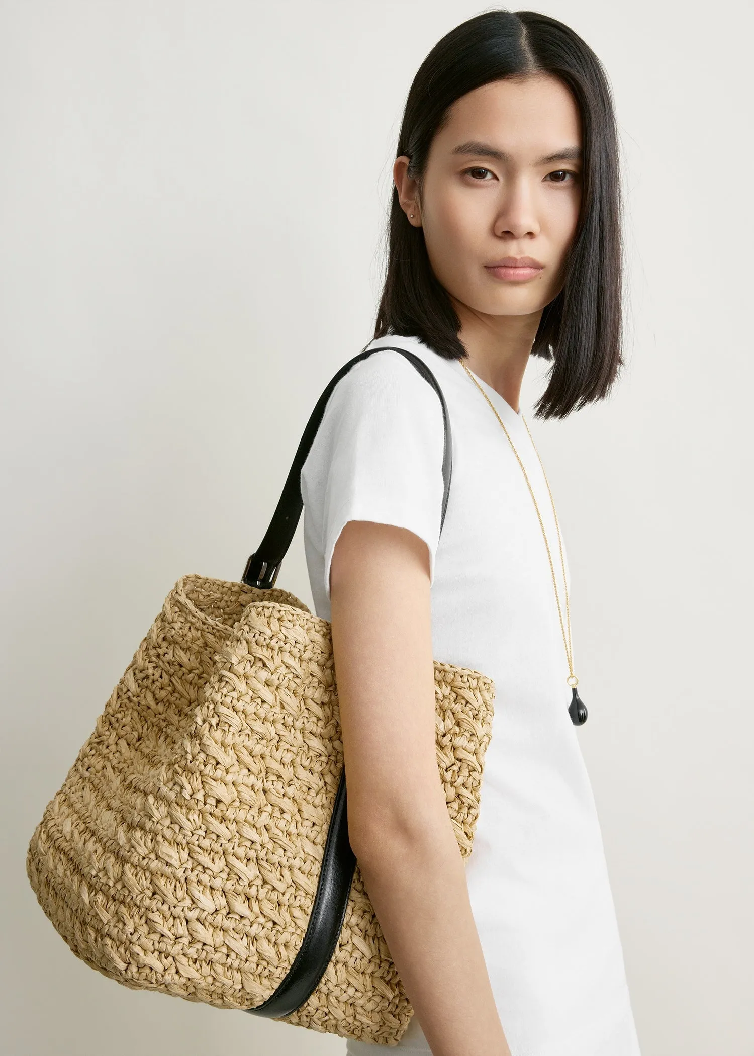 Medium belted paper raffia tote natural sold by Toteme product image thumbnail 3