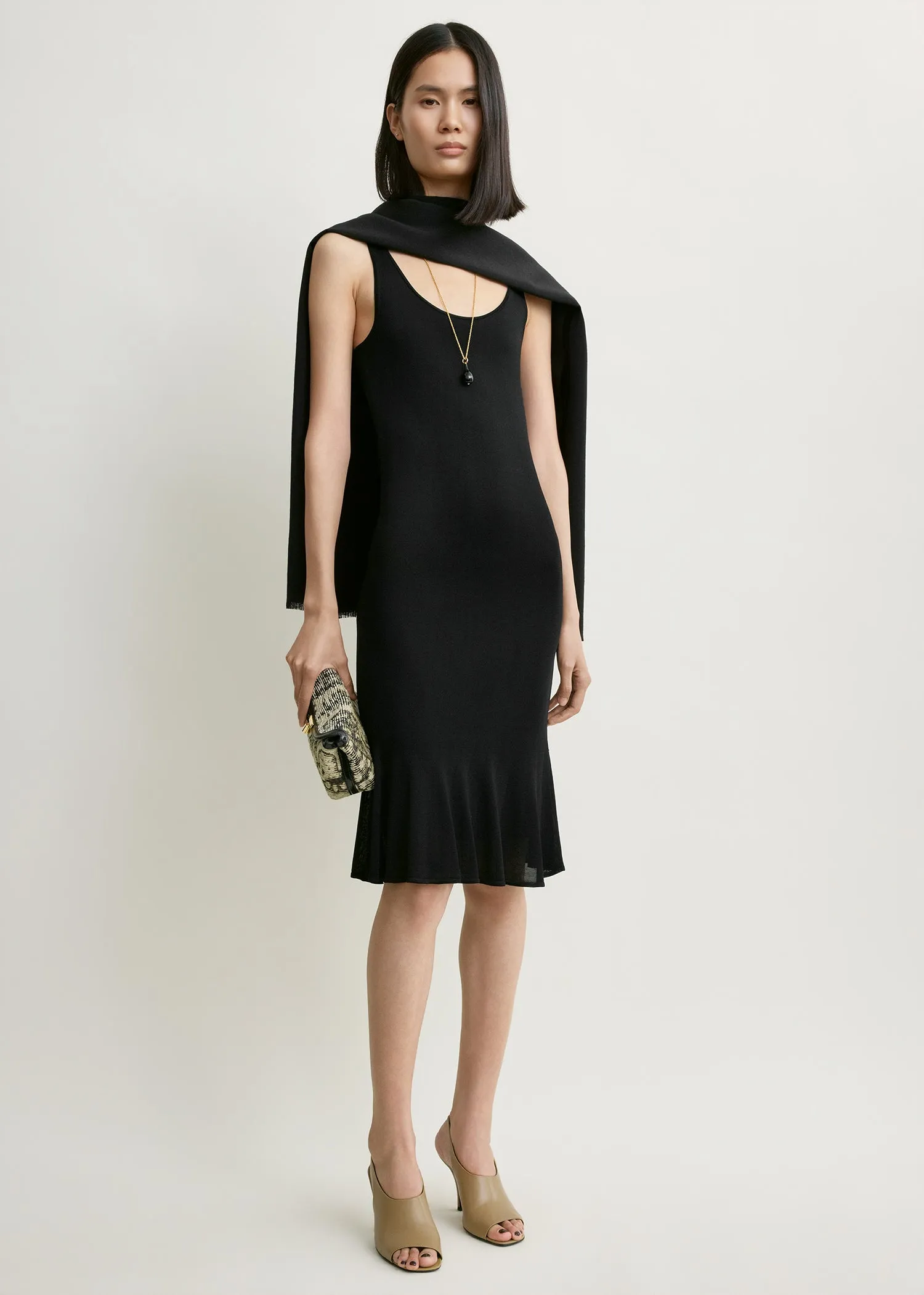 Fluted hem dress black sold by Toteme