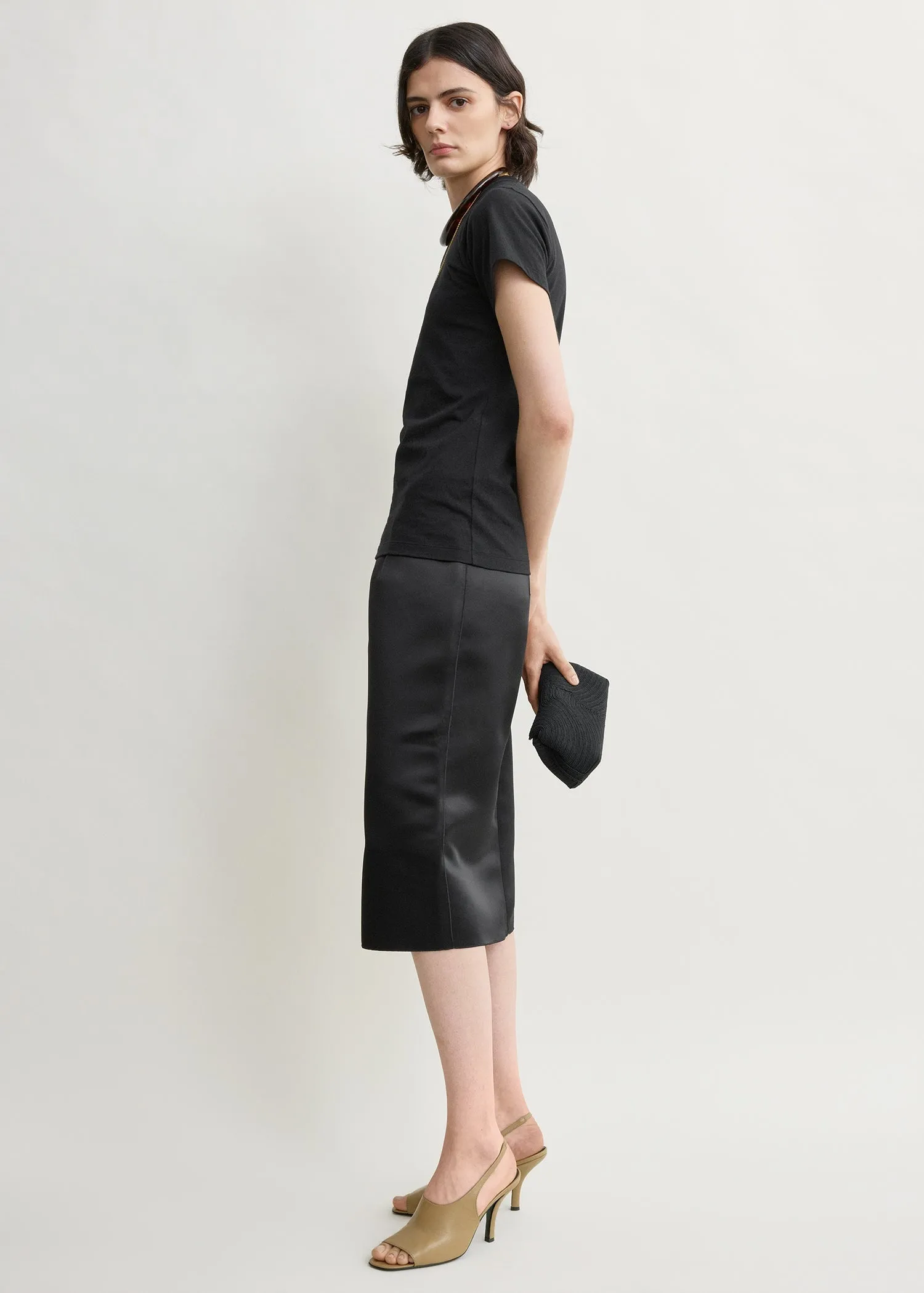 Duchess satin pencil skirt black sold by Toteme product image thumbnail 2