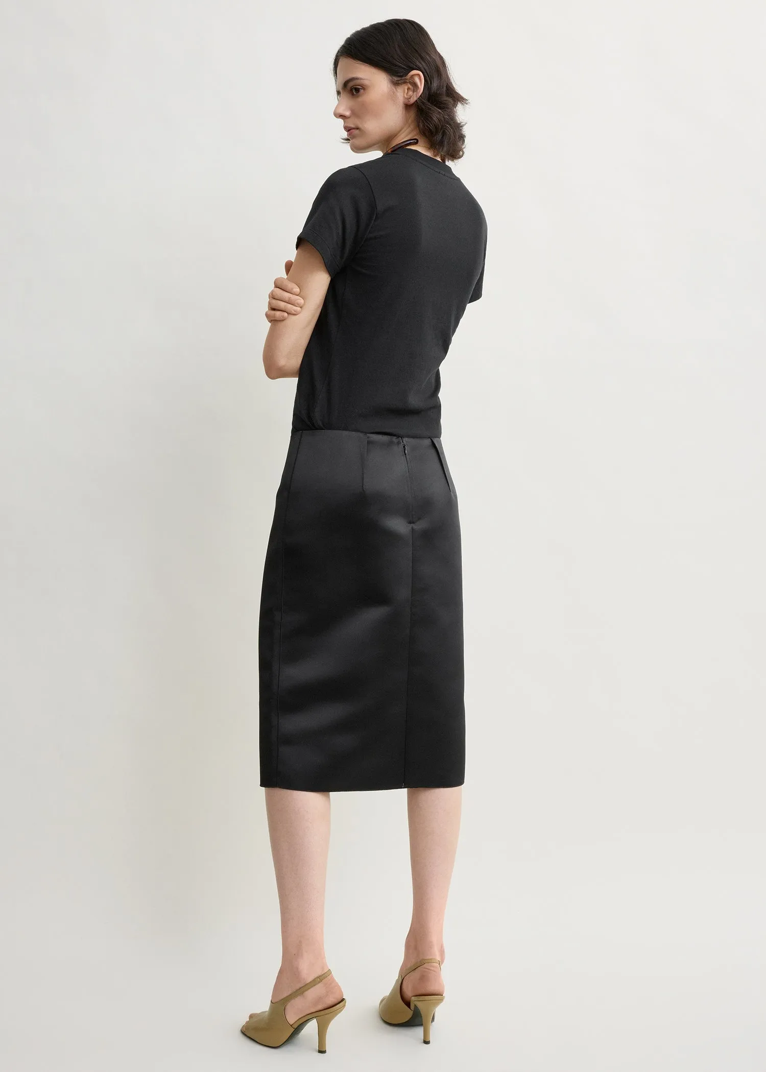 Duchess satin pencil skirt black sold by Toteme product image thumbnail 3