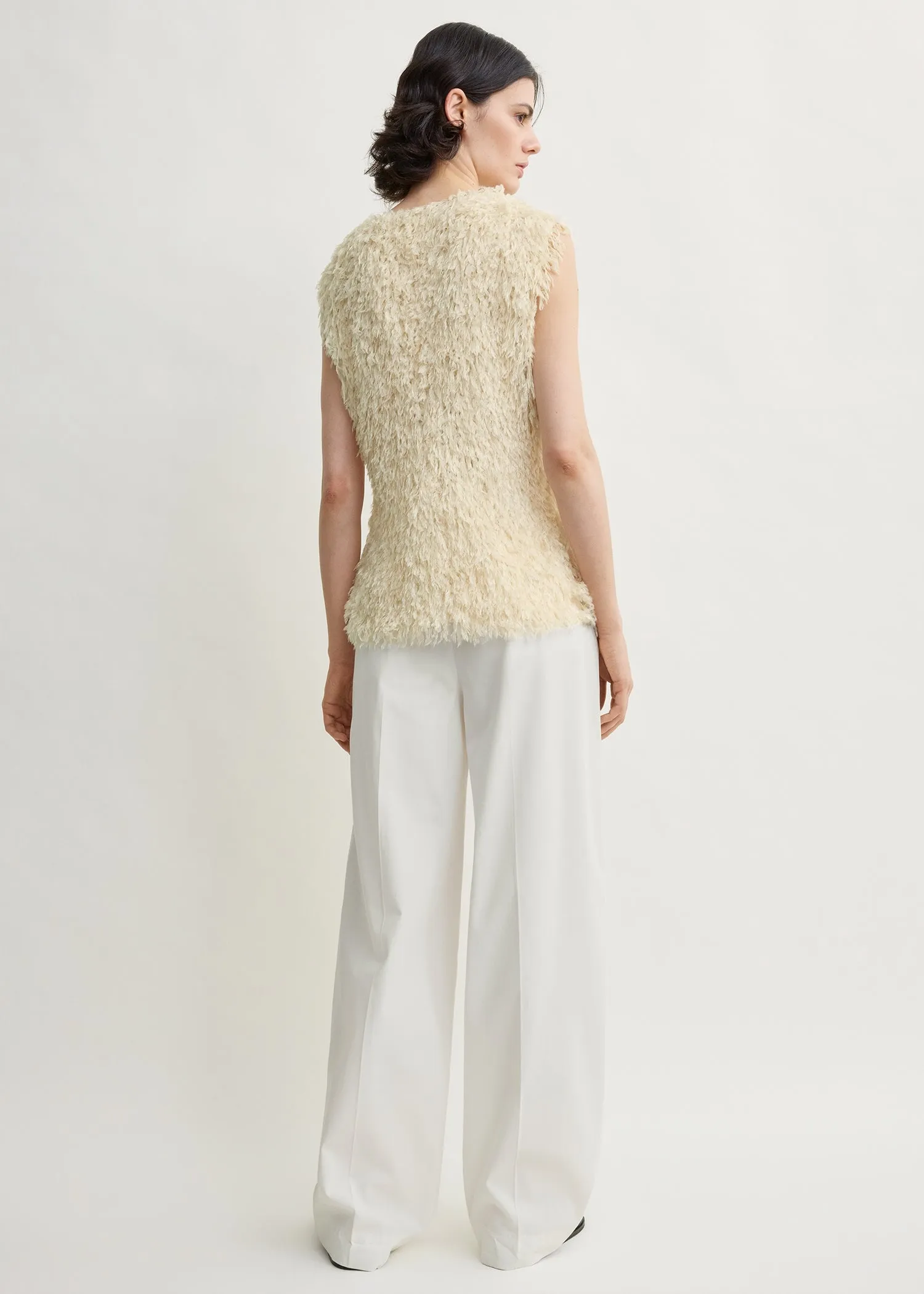 Feathered-jersey top eggshell sold by Toteme product image thumbnail 3