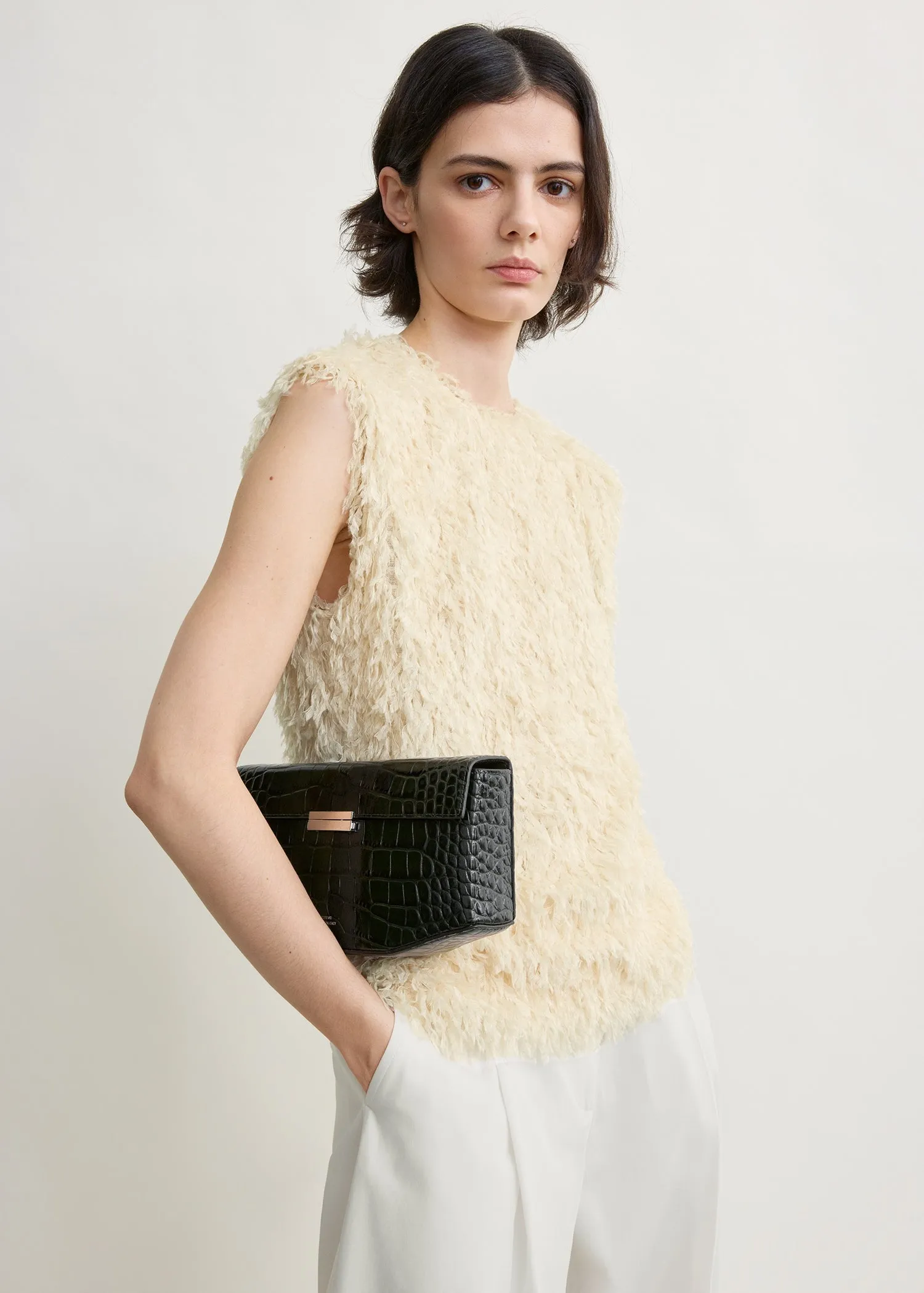 Feathered-jersey top eggshell sold by Toteme product image thumbnail 4