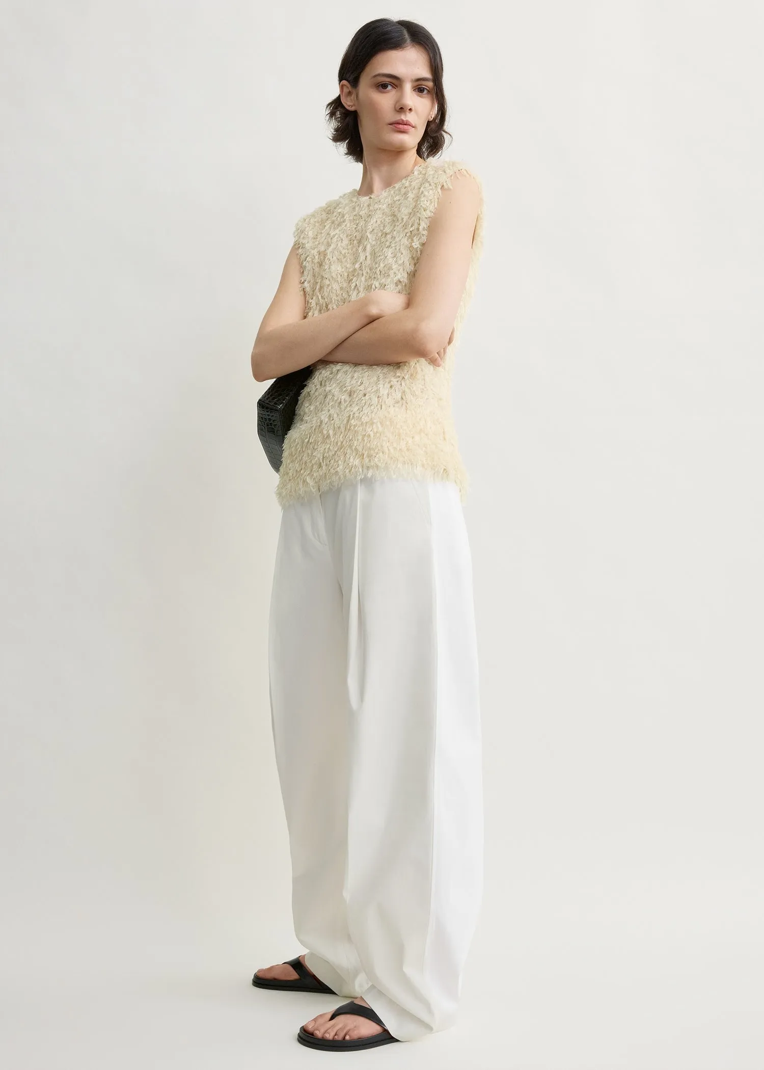 Feathered-jersey top eggshell sold by Toteme product image thumbnail 2