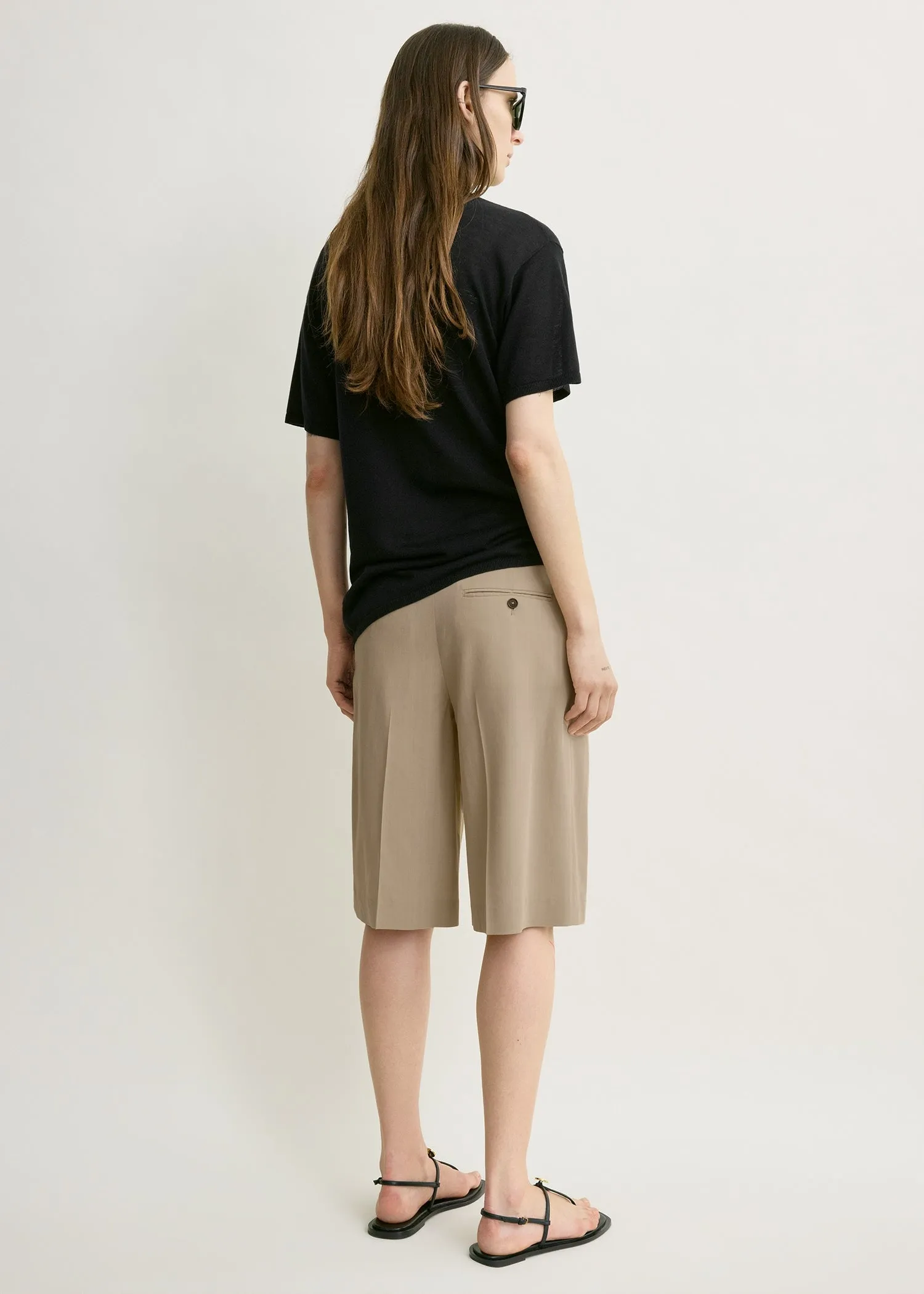 Wide tailored shorts overcast beige sold by Toteme product image thumbnail 3