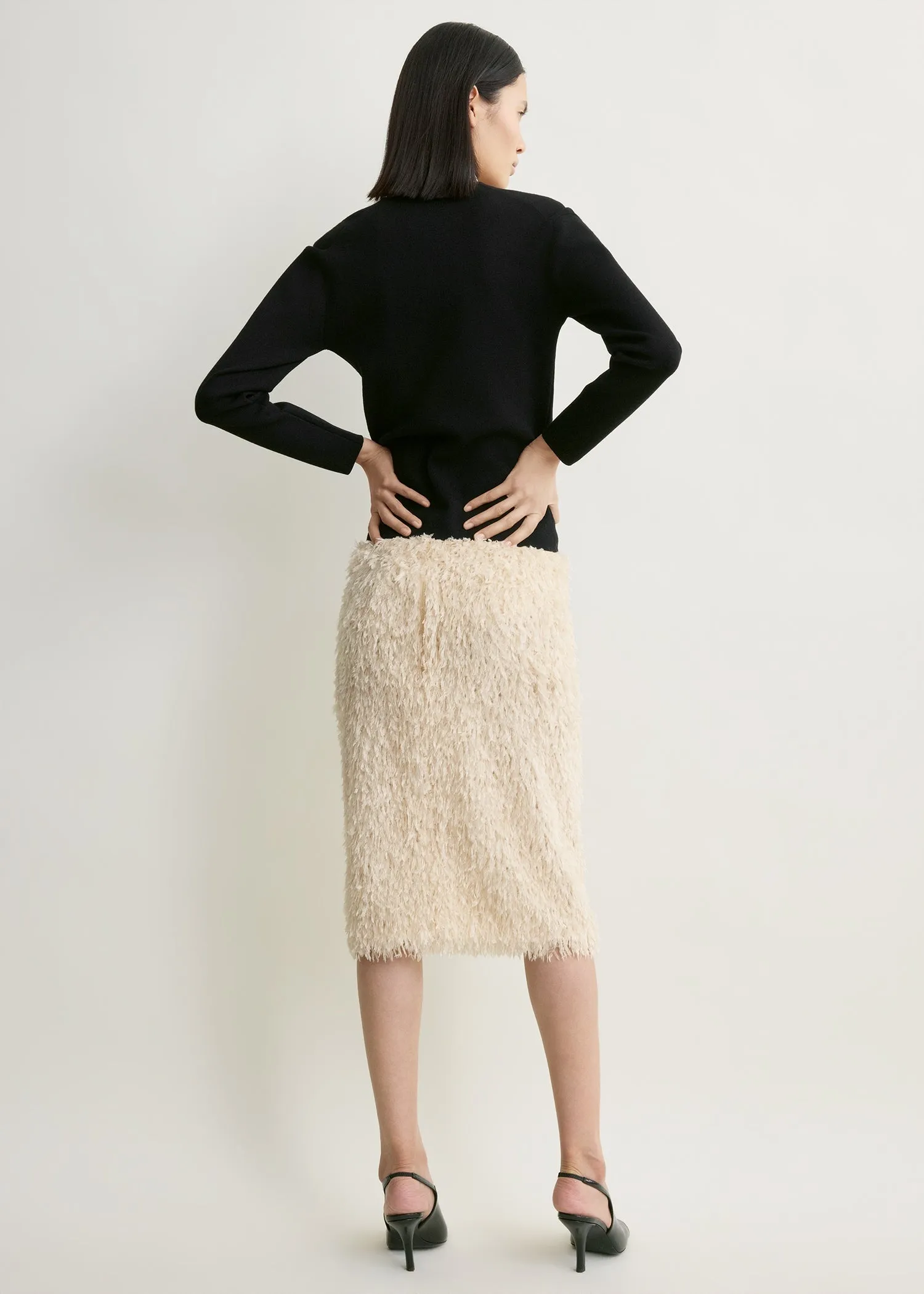 Feathered-jersey skirt eggshell sold by Toteme product image thumbnail 3