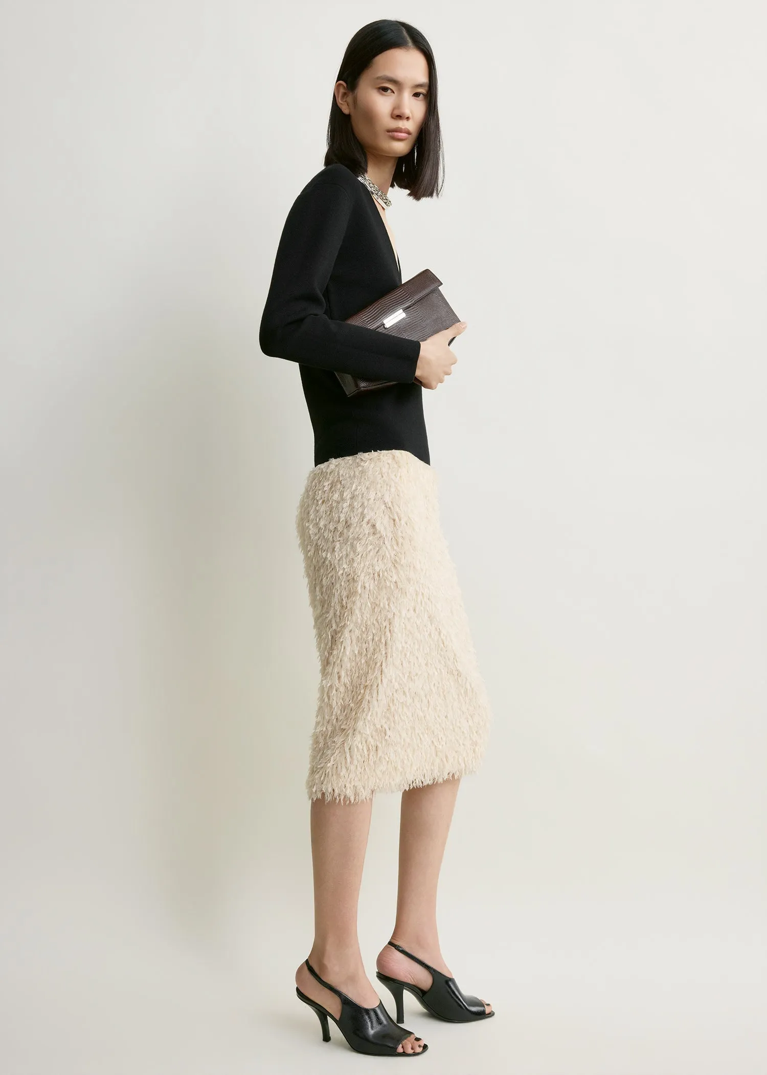 Feathered-jersey skirt eggshell sold by Toteme product image thumbnail 2