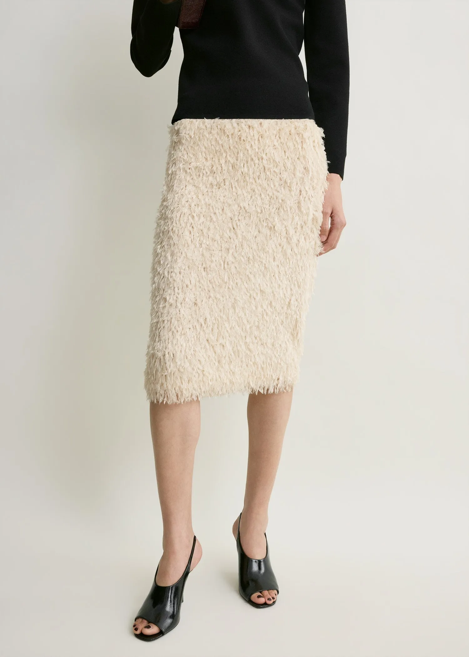 Feathered-jersey skirt eggshell sold by Toteme product image thumbnail 4