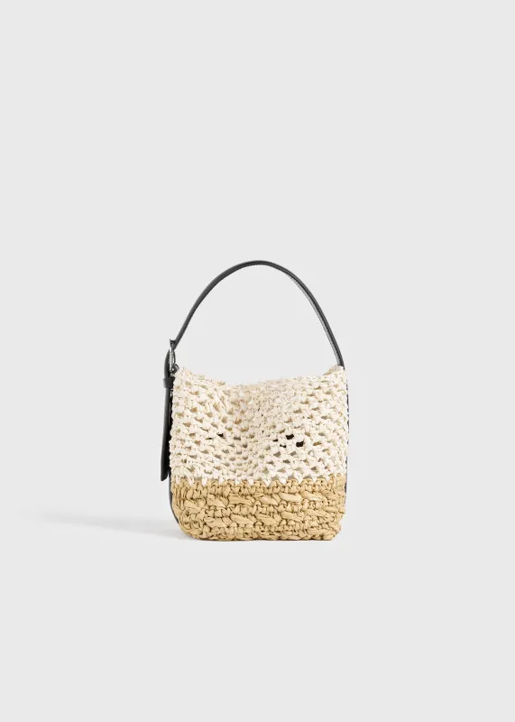 Small belted paper raffia tote ecru/vanilla made by Toteme