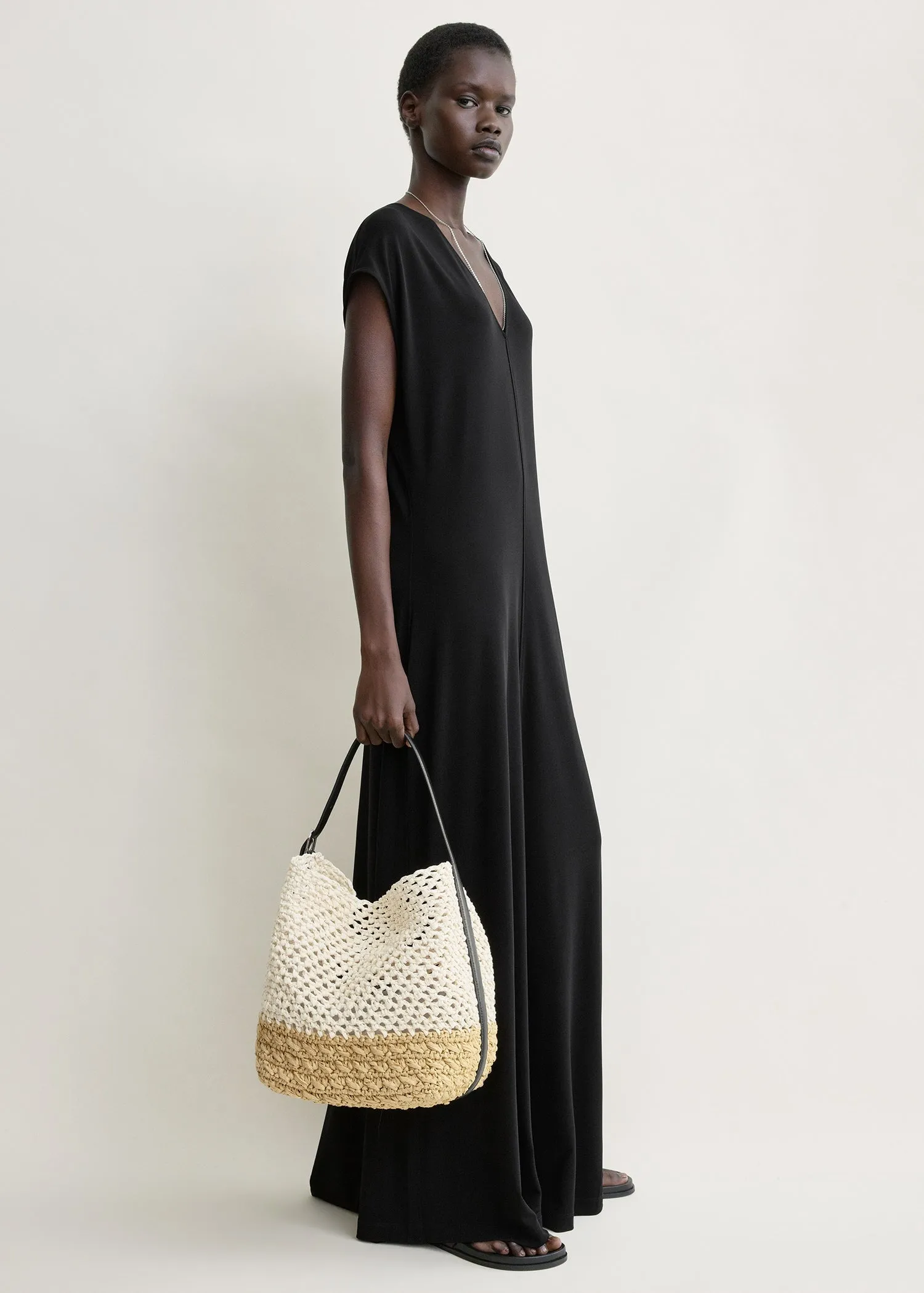 Medium belted paper raffia tote ecru/vanilla sold by Toteme product image thumbnail 2