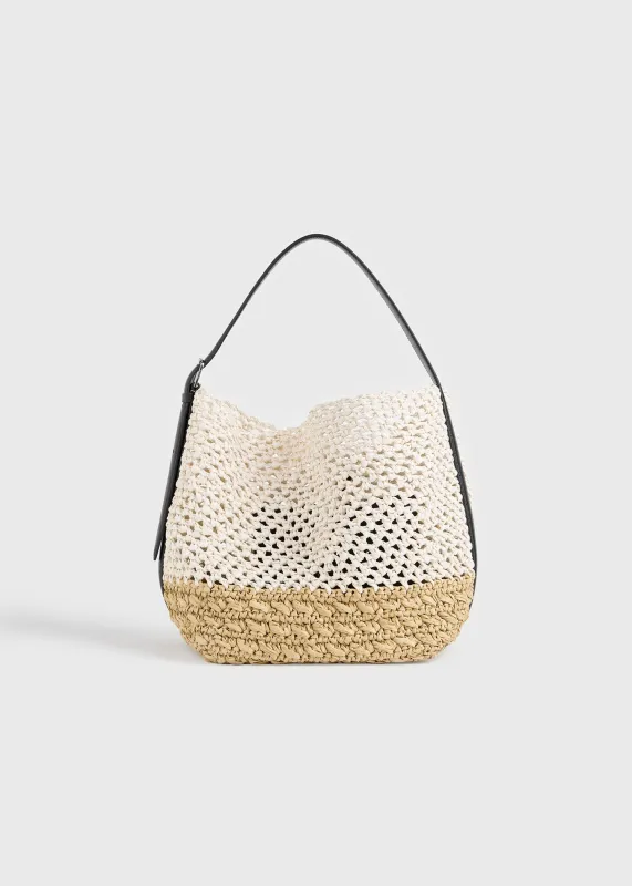 Medium belted paper tote ecru/vanilla made by Toteme