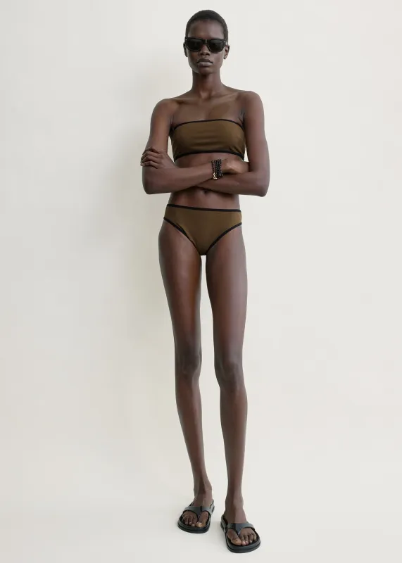 Stripe edge bikini bottoms walnut made by Toteme