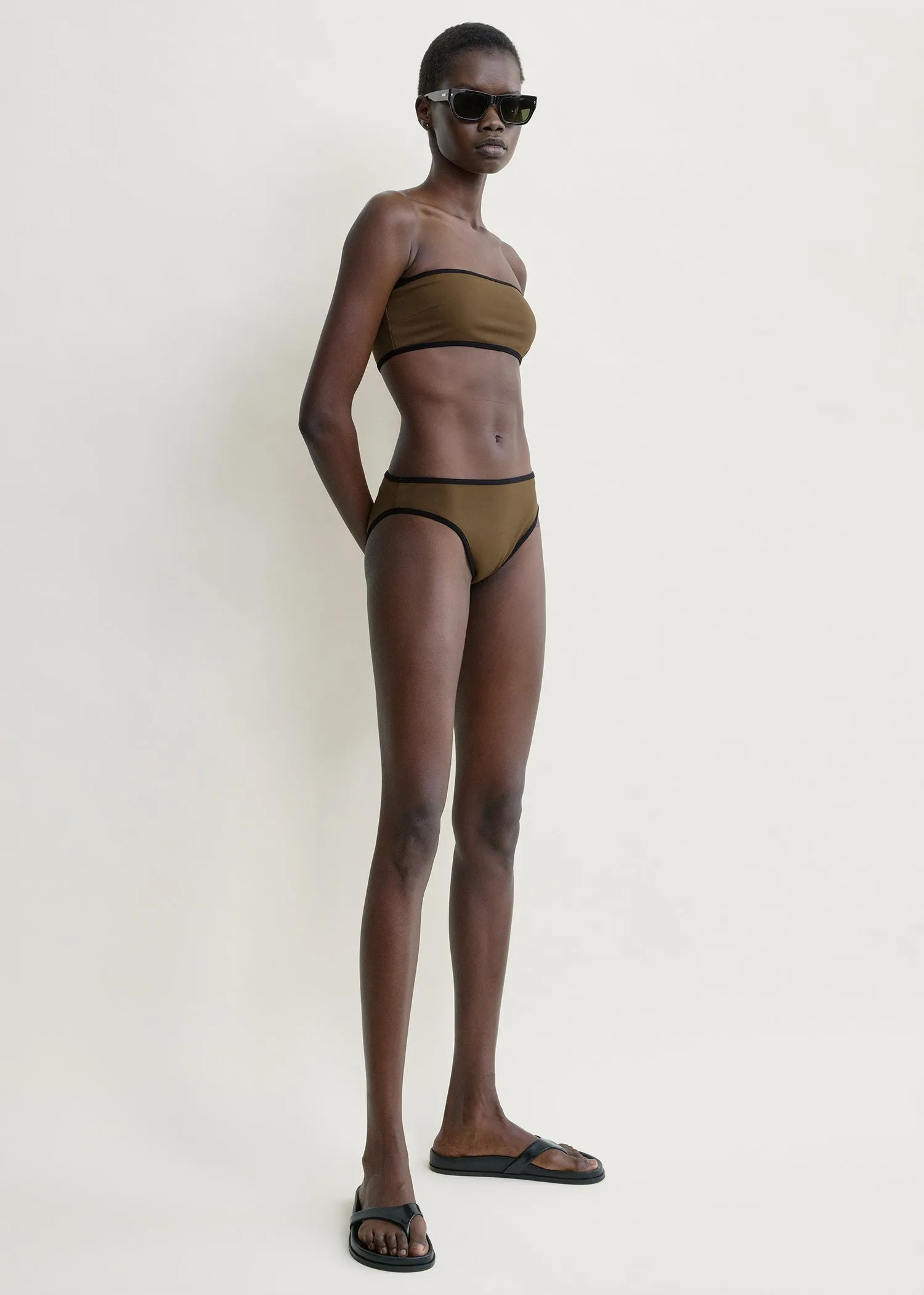 Stripe edge bikini bottoms walnut sold by Toteme product image thumbnail 2