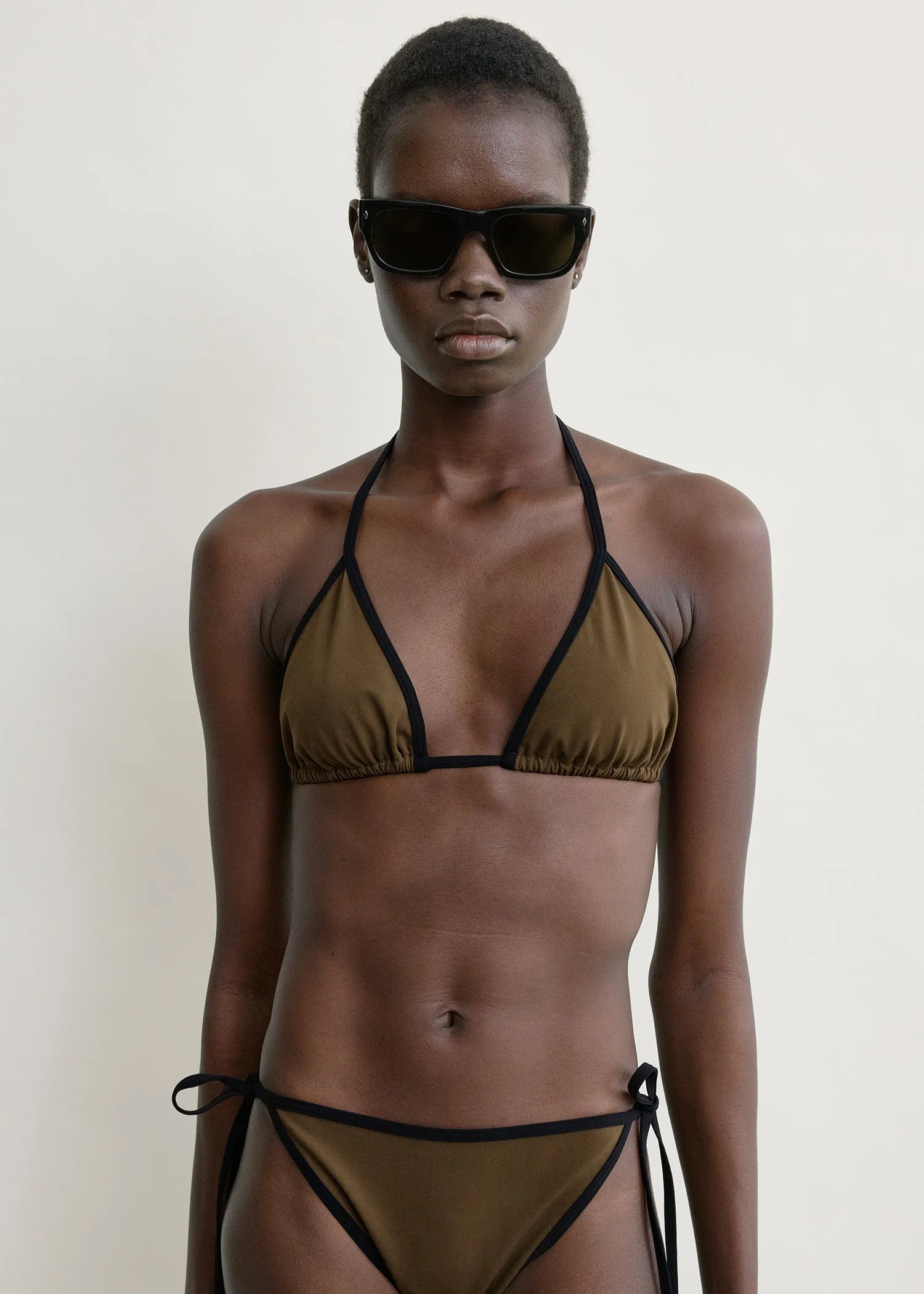 Stripe tie bikini top walnut sold by Toteme product image thumbnail 4