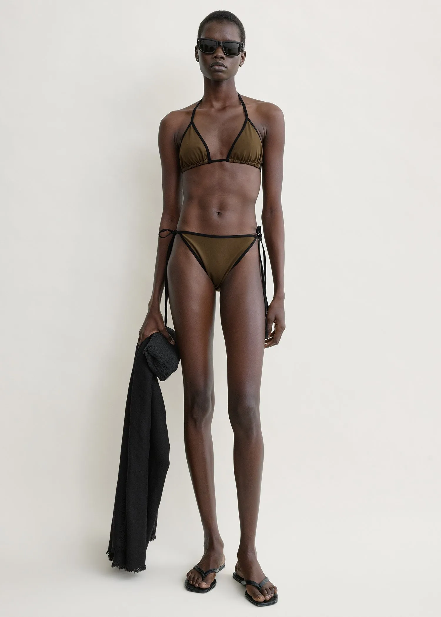 Stripe tie bikini top walnut sold by Toteme product image thumbnail 2