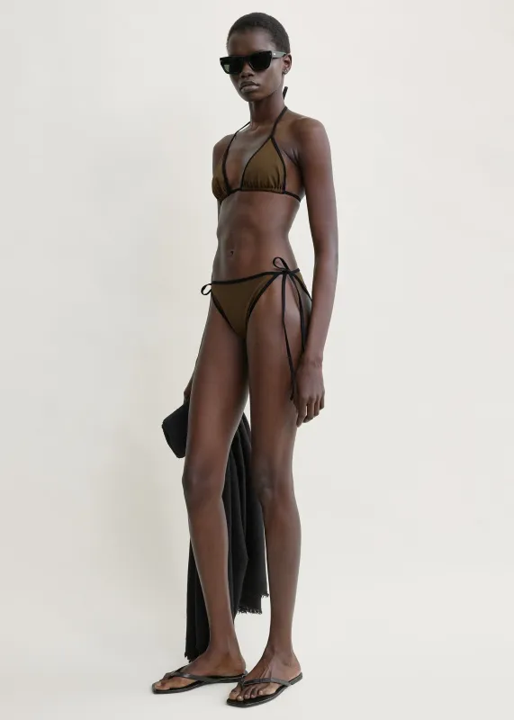 Stripe tie bikini top walnut made by Toteme
