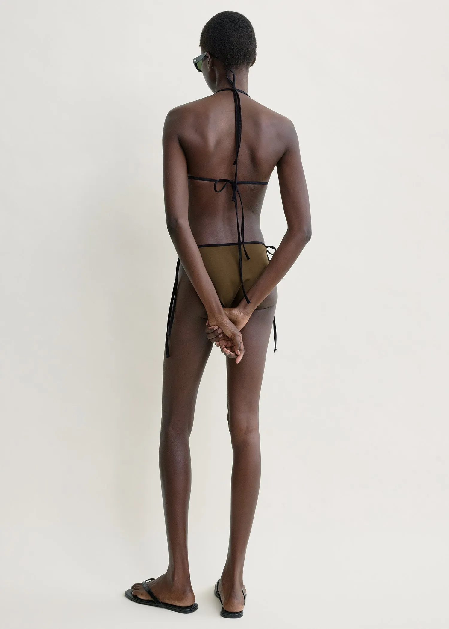 Stripe tie bikini top walnut sold by Toteme product image thumbnail 3