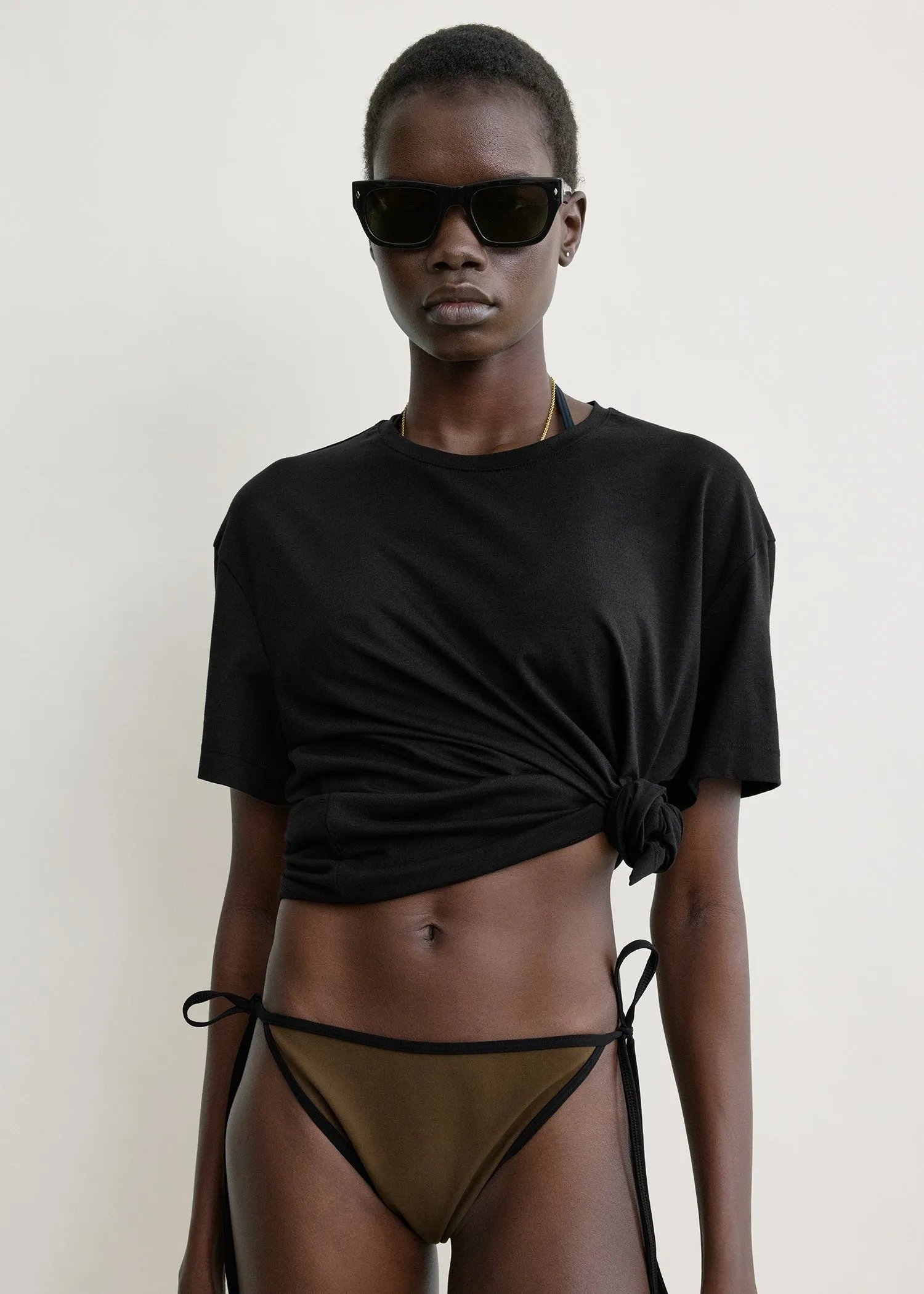 Stripe tie bikini bottoms walnut sold by Toteme product image thumbnail 4