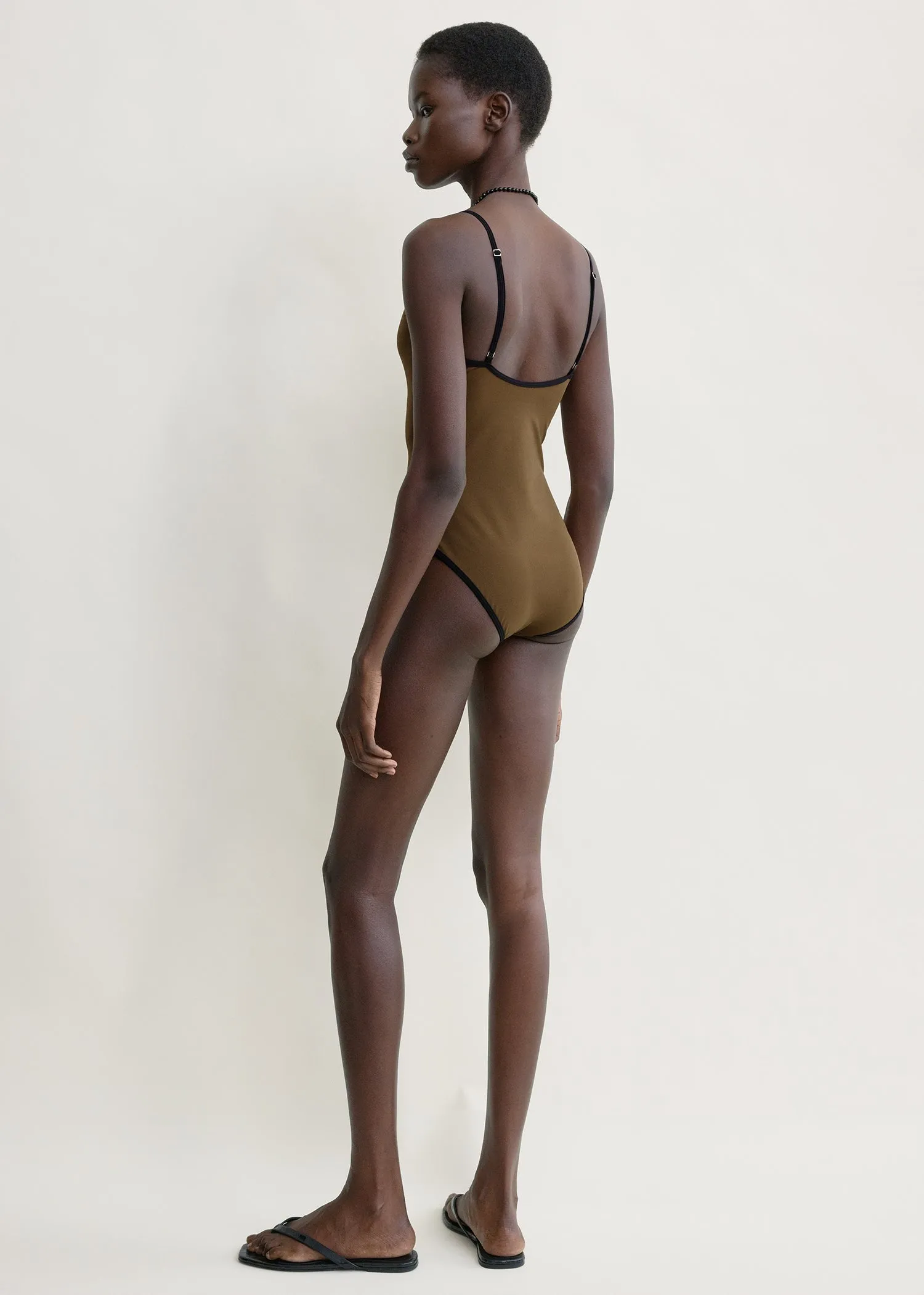 Stripe edge swimsuit walnut sold by Toteme product image thumbnail 3
