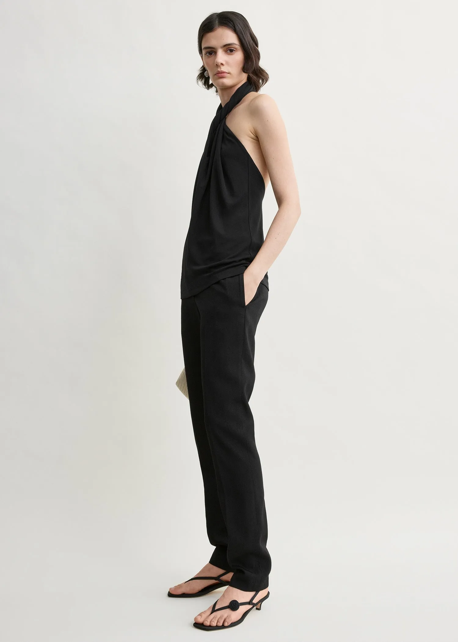 Twisted jersey halter top black sold by Toteme product image thumbnail 2