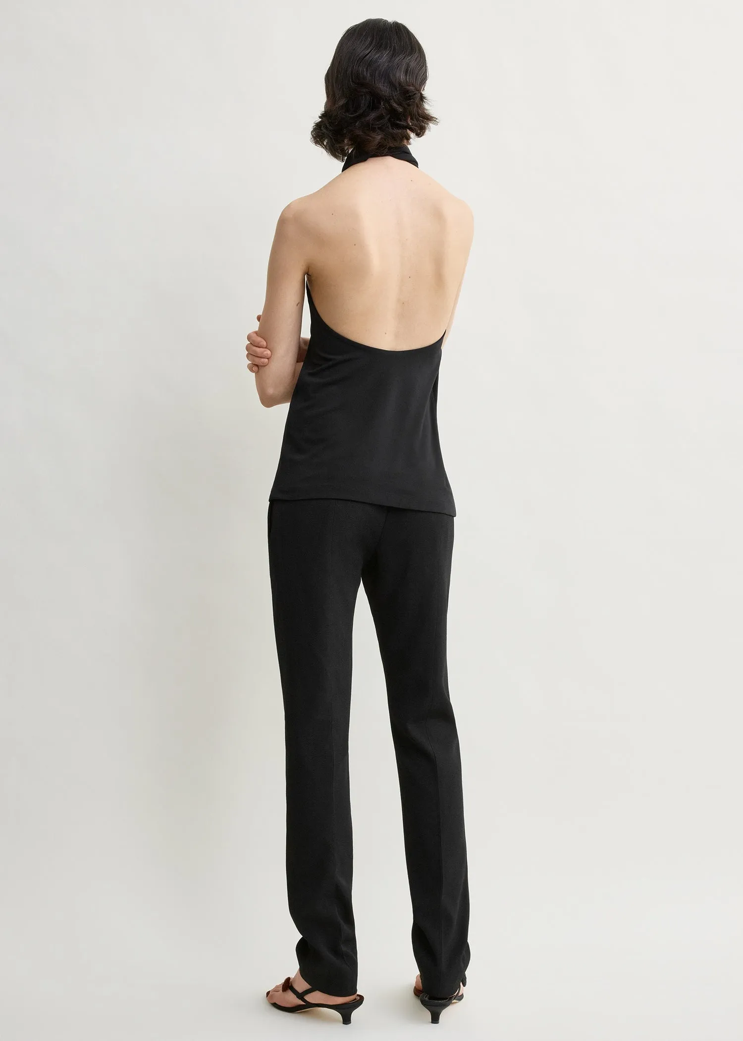 Twisted jersey halter top black sold by Toteme product image thumbnail 3