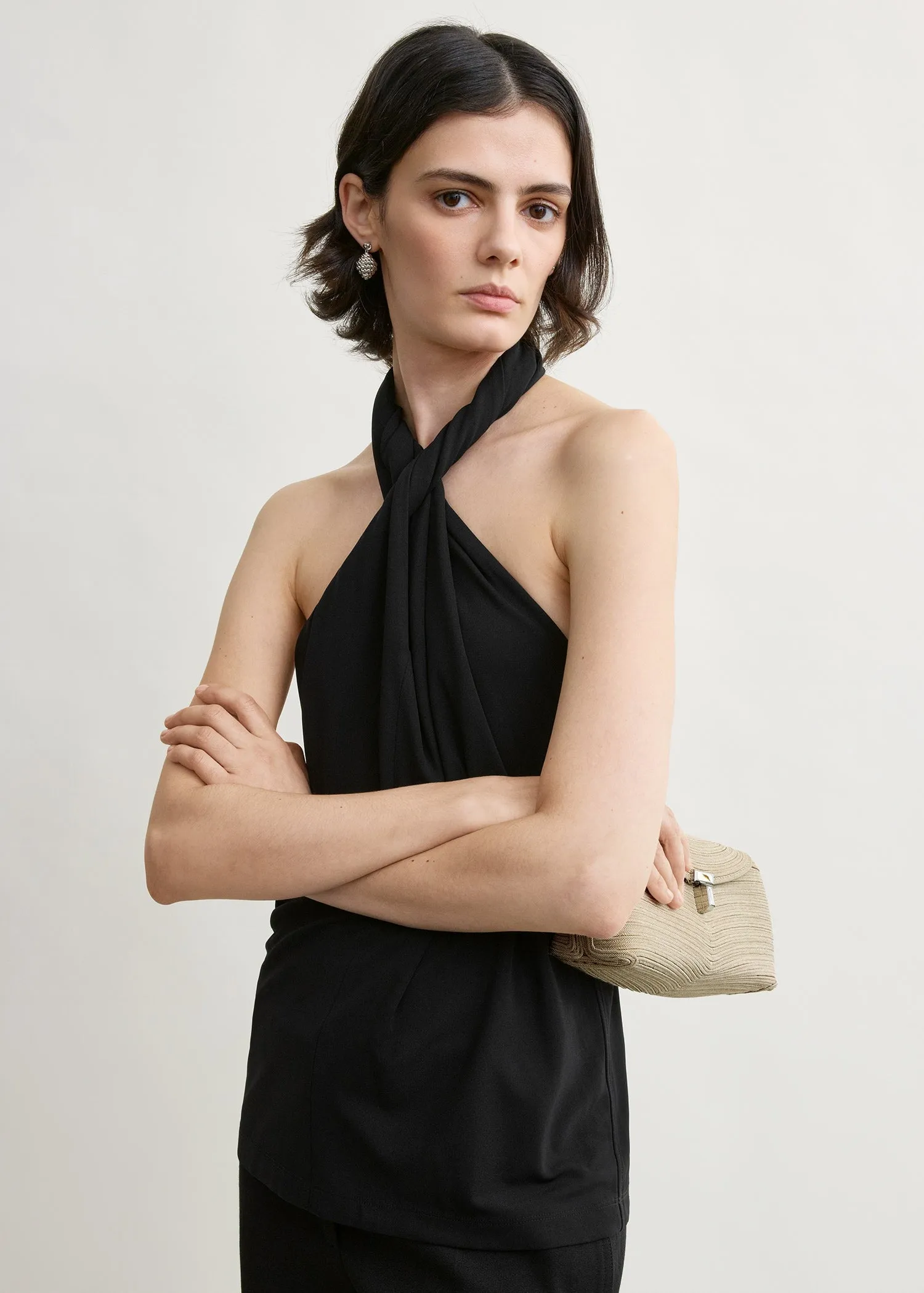Twisted jersey halter top black sold by Toteme product image thumbnail 4