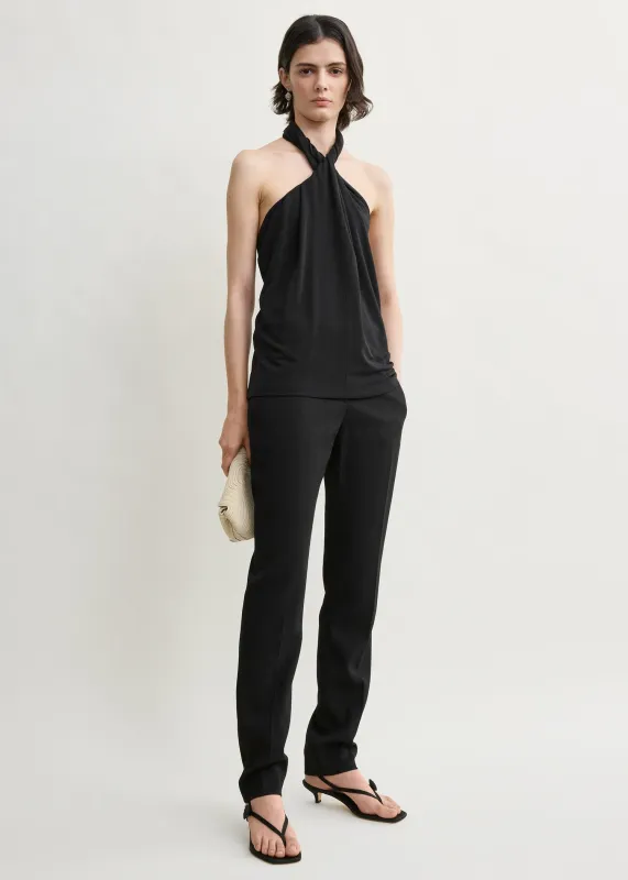 Twisted jersey halter top black made by Toteme