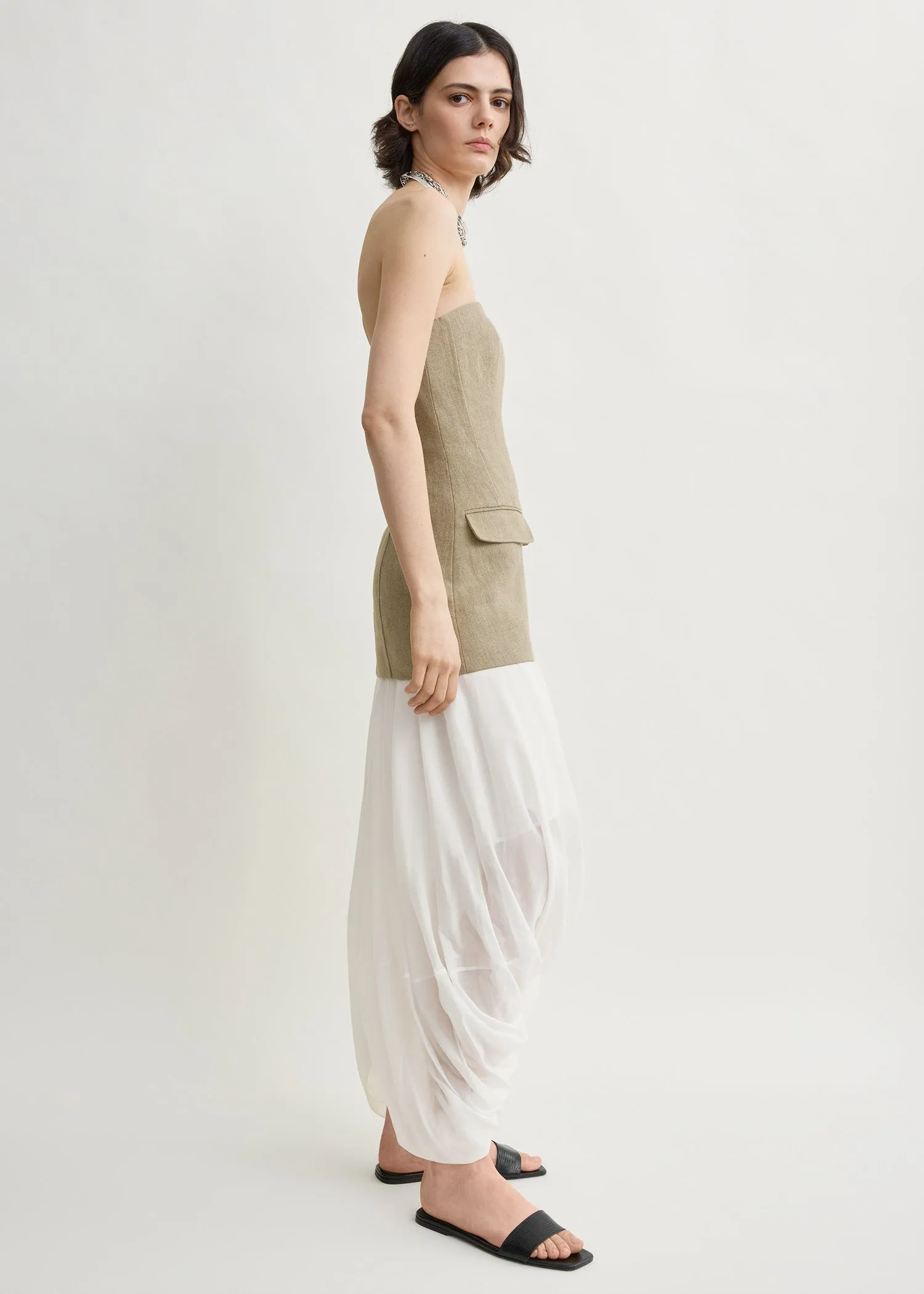 Strapless linen pocket top beige sold by Toteme product image thumbnail 2