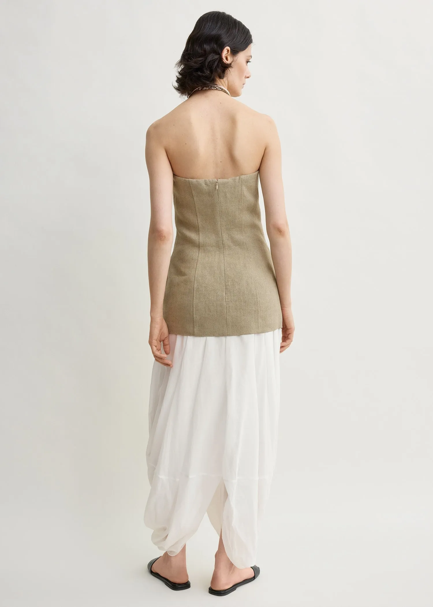 Strapless linen pocket top beige sold by Toteme product image thumbnail 3