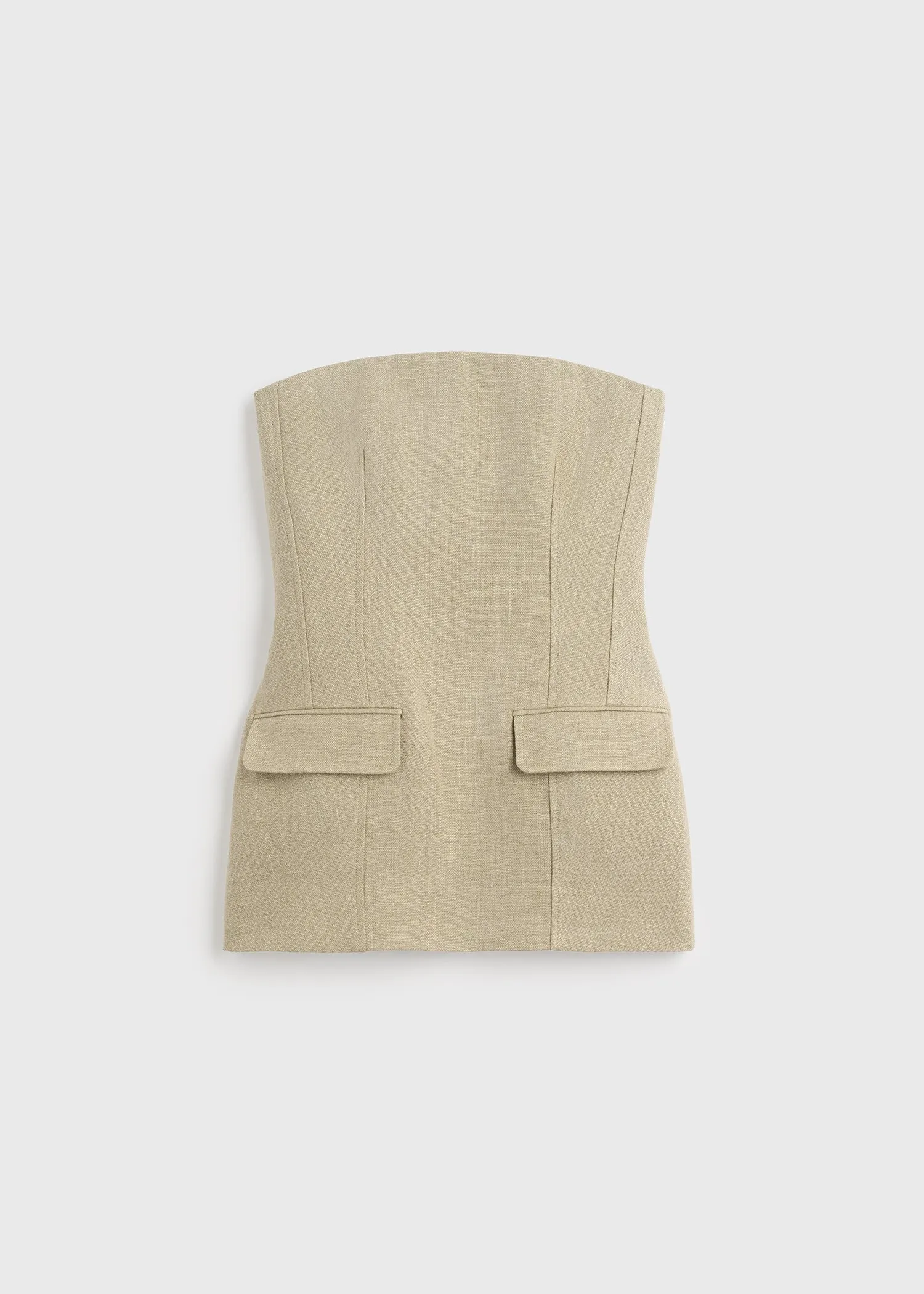 Strapless linen pocket top beige sold by Toteme product image thumbnail 5