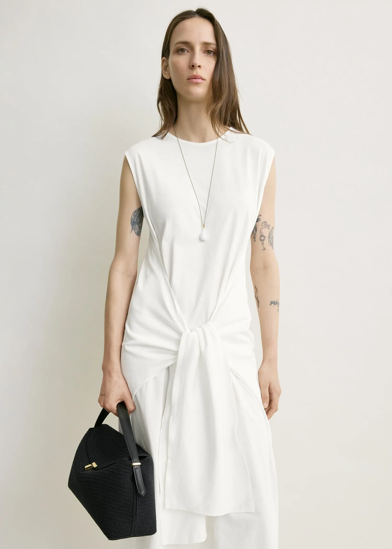 Tie-waist jersey dress off-white sold by Toteme product image thumbnail 4