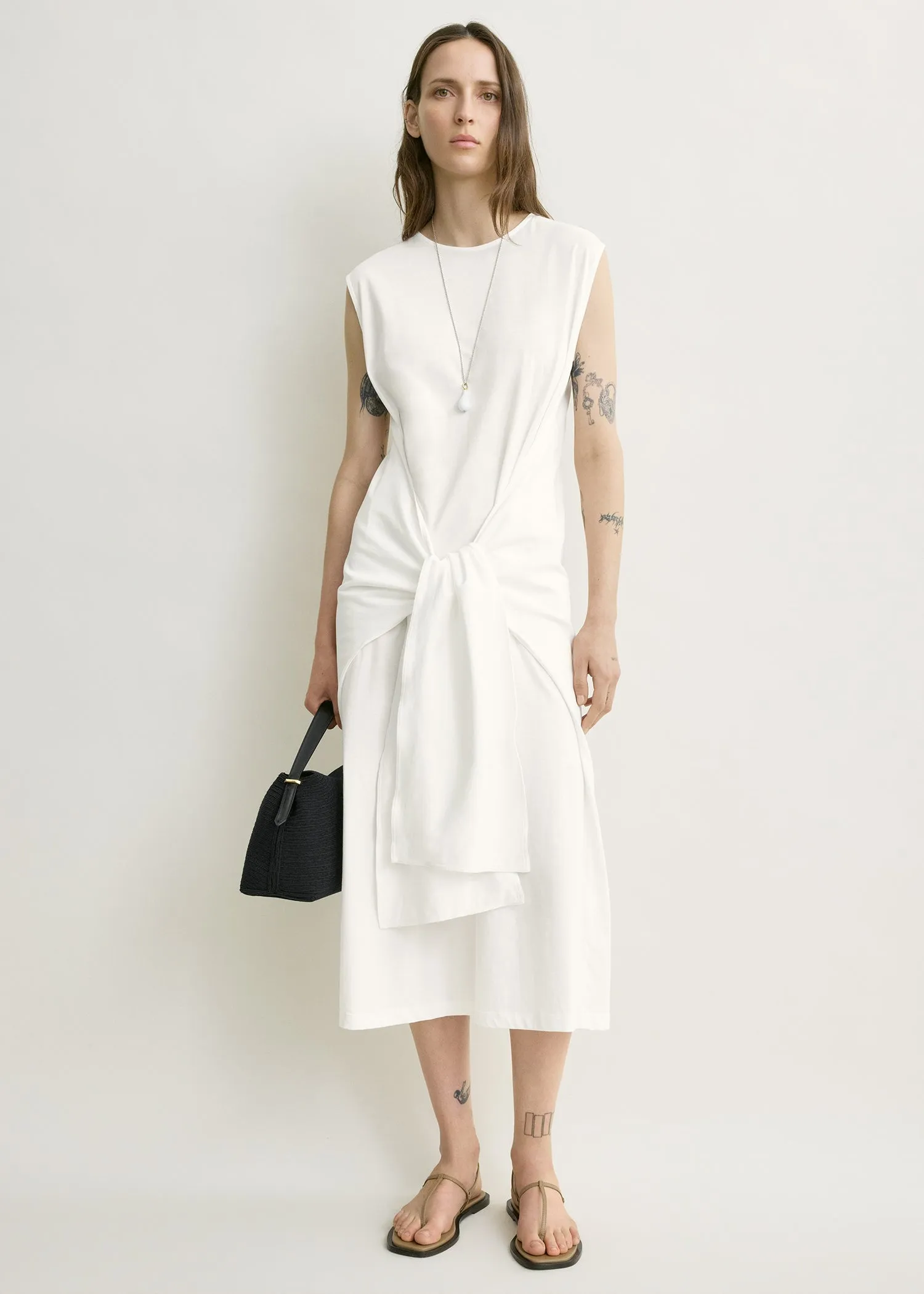 Tie-waist jersey dress off-white sold by Toteme product image thumbnail 2