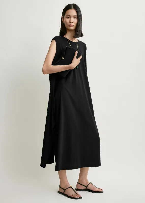 Tie-waist jersey dress black made by Toteme