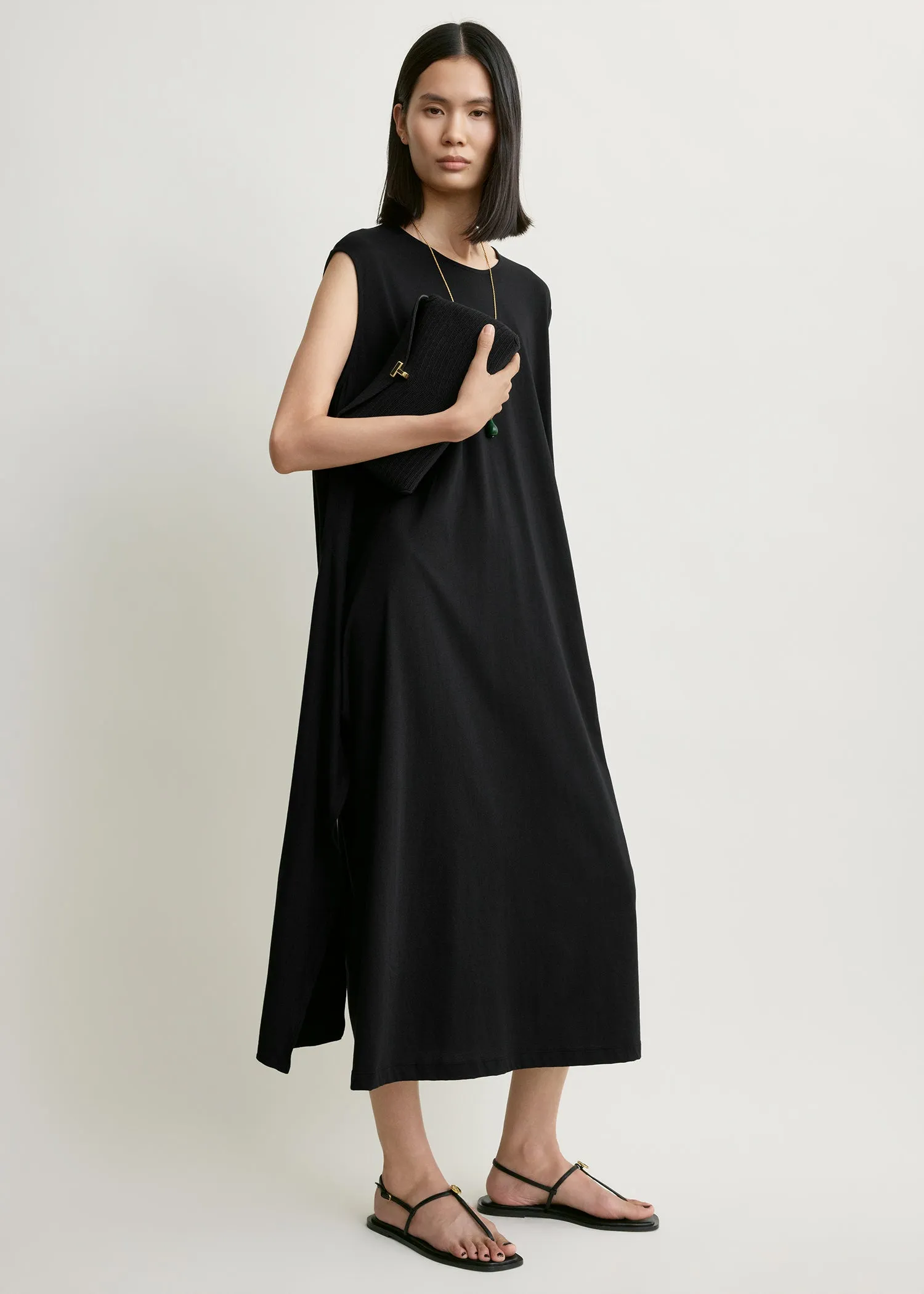 Tie-waist jersey dress black sold by Toteme