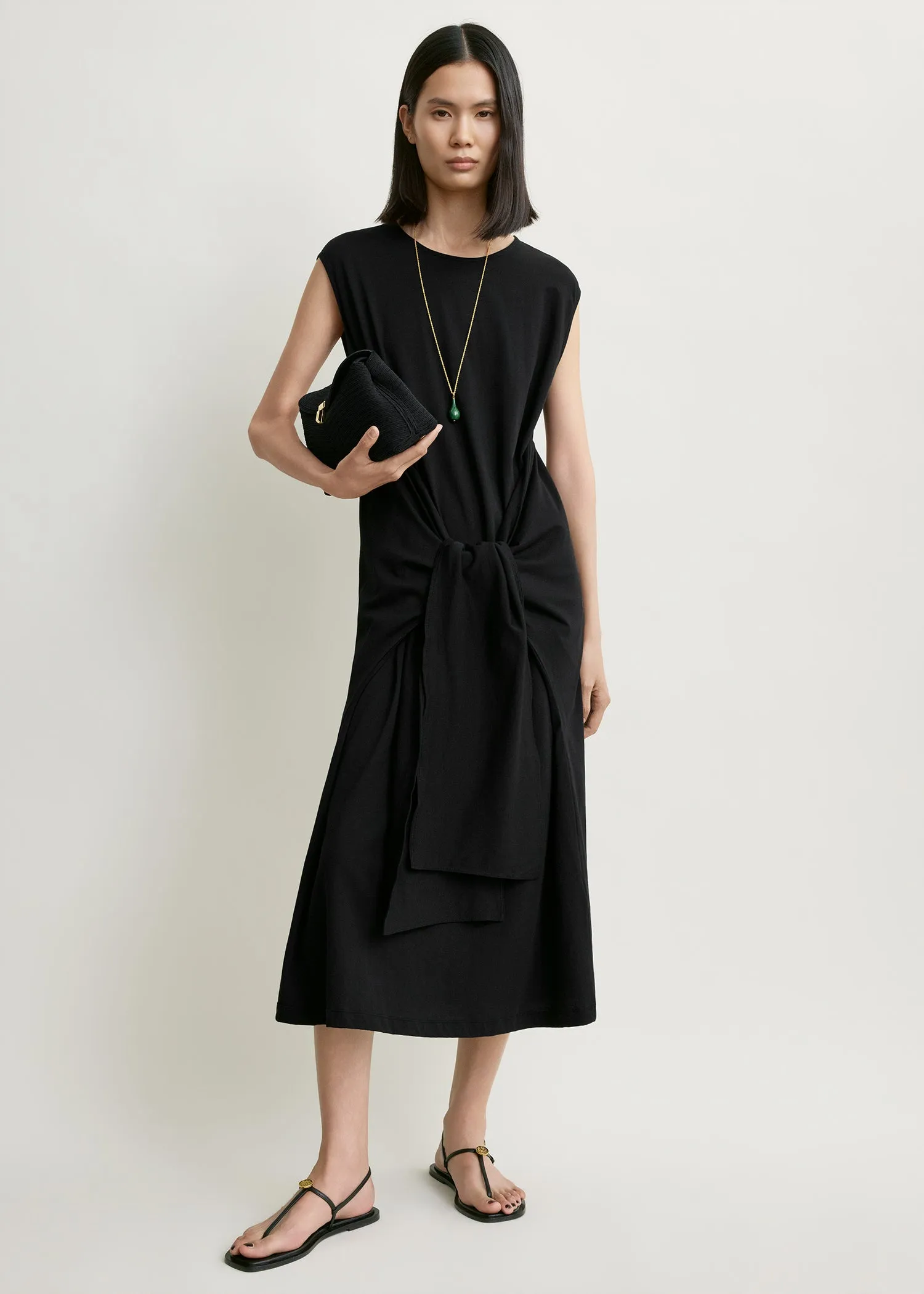Tie-waist jersey dress black sold by Toteme product image thumbnail 2