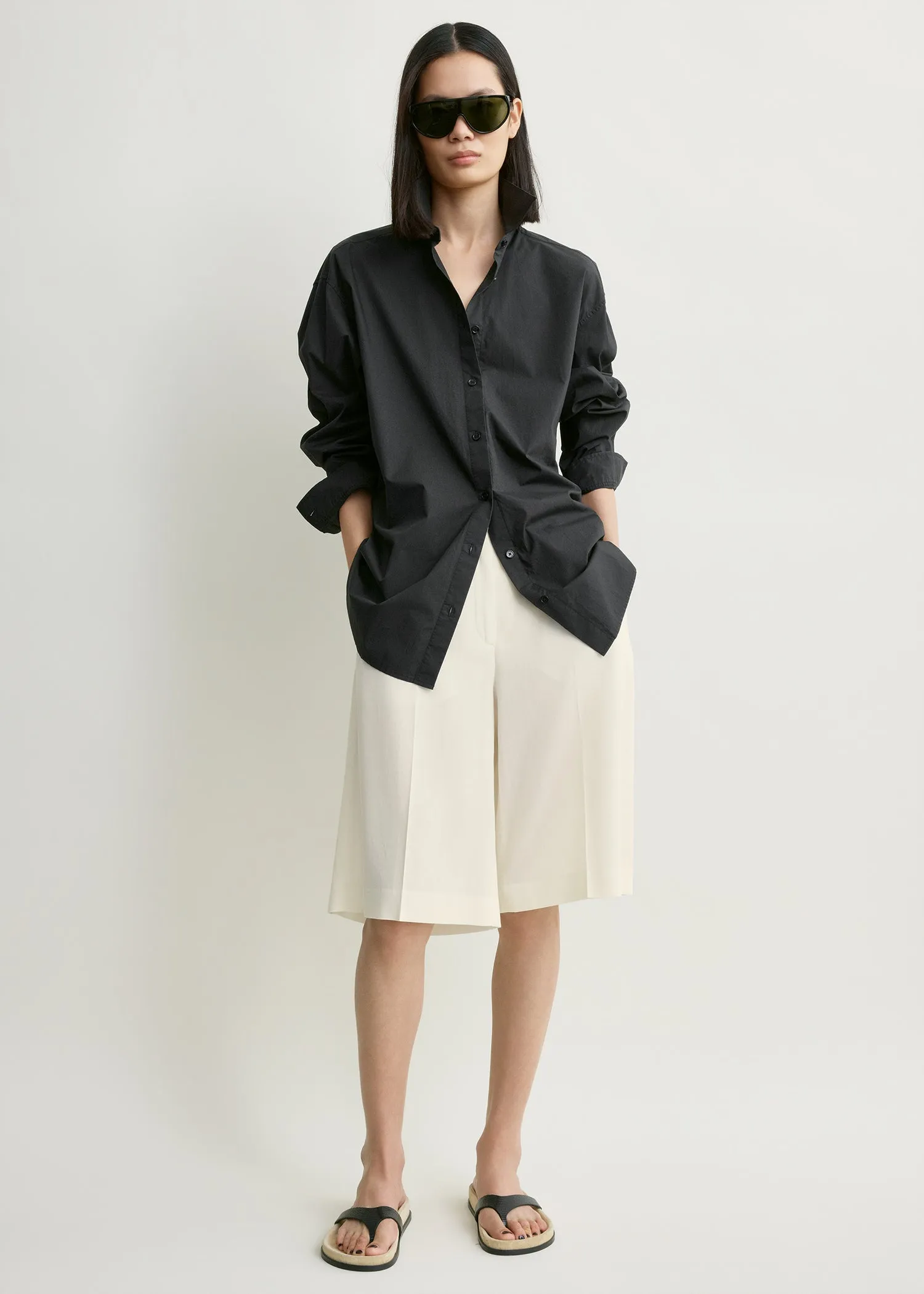 Wide tailored shorts ecru sold by Toteme