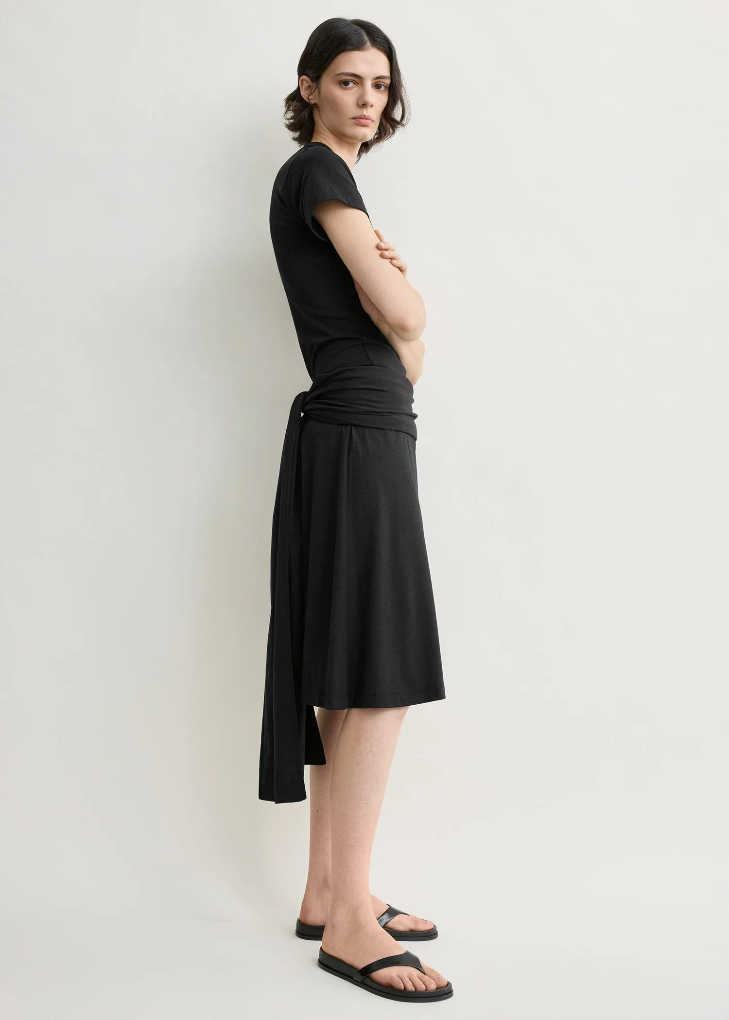 Tie-waist jersey shorts black sold by Toteme product image thumbnail 2