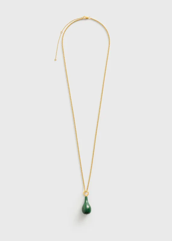 Medium jade drop necklace dark green/gold made by Toteme