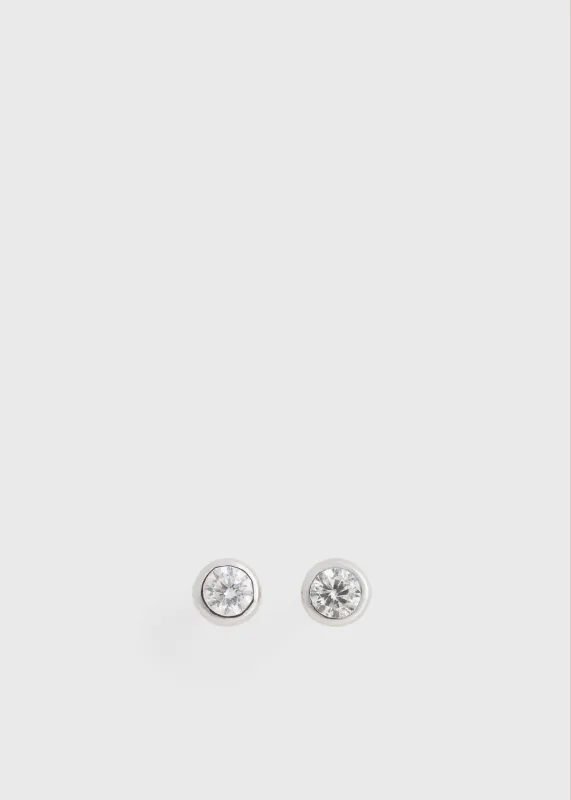 Mini diamond studs silver/white made by Toteme