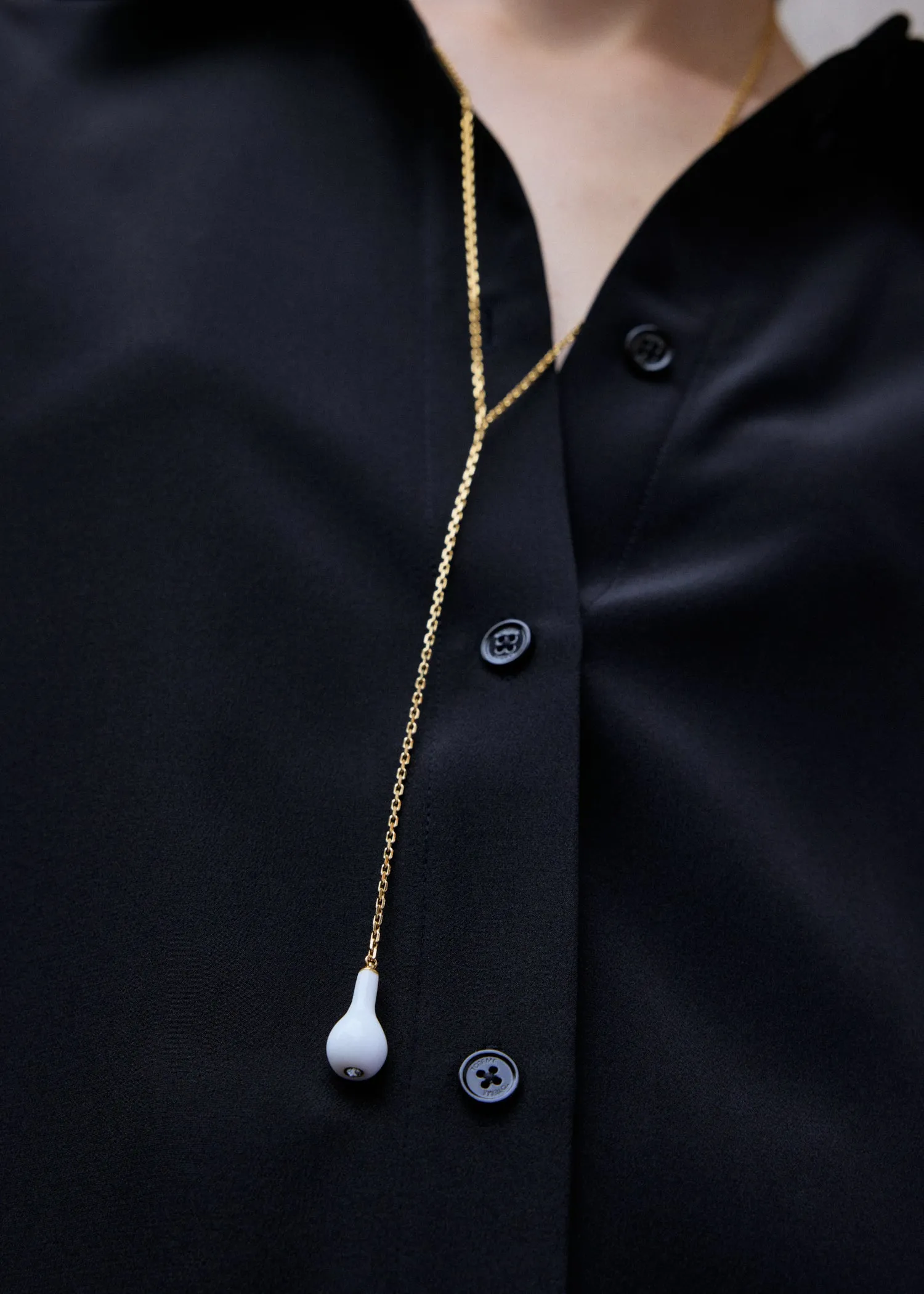Crystal drop necklace white/gold sold by Toteme product image thumbnail 3