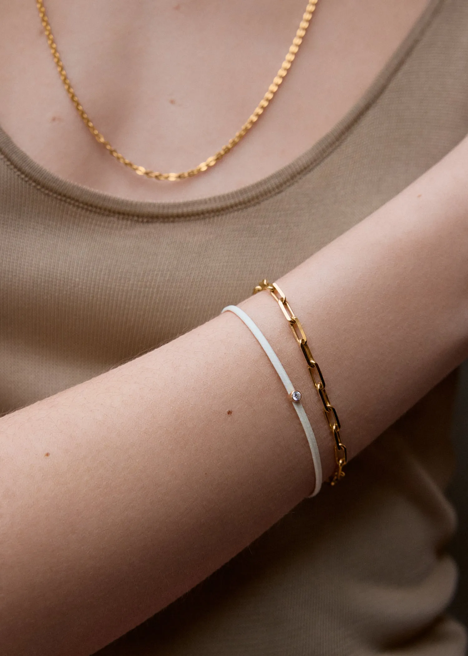 Mini diamond bracelet white/gold sold by Toteme product image thumbnail 3