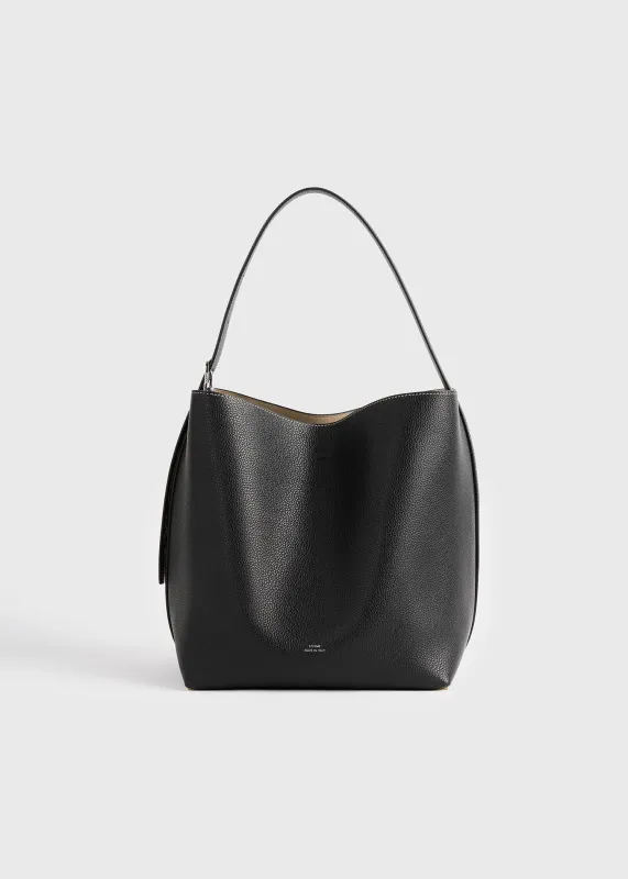 Medium belted grained-leather tote black made by Toteme