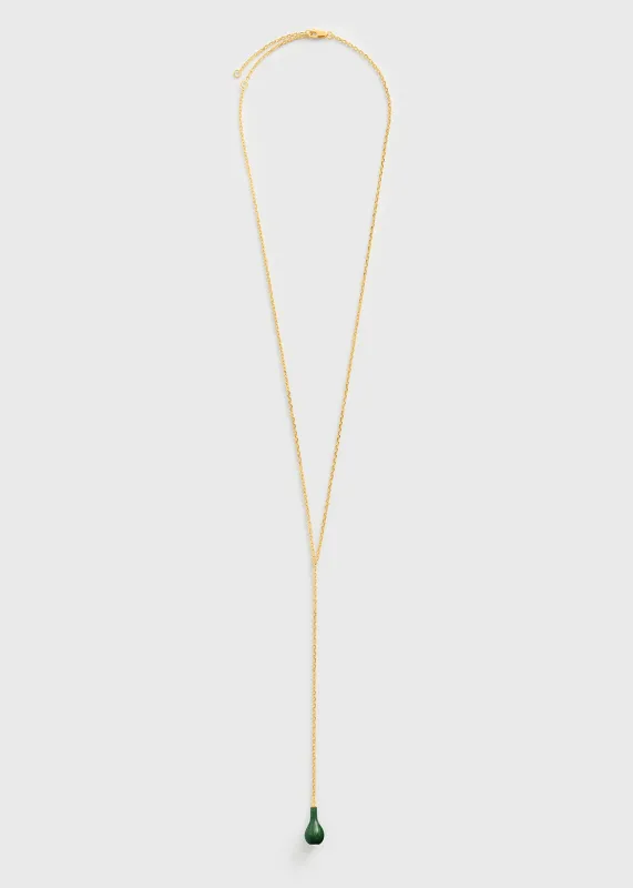 Jade drop necklace dark green/gold made by Toteme