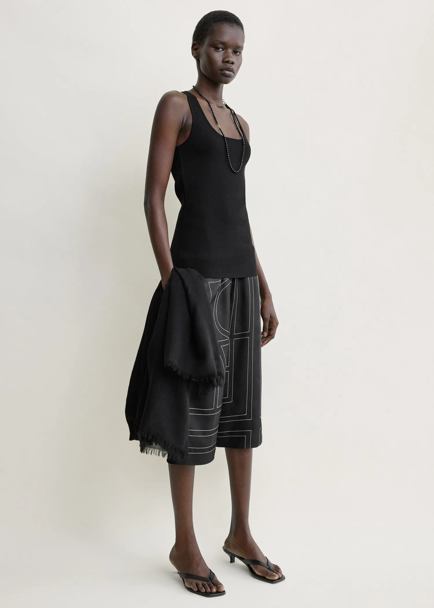Monogram silk pj culottes black sold by Toteme
