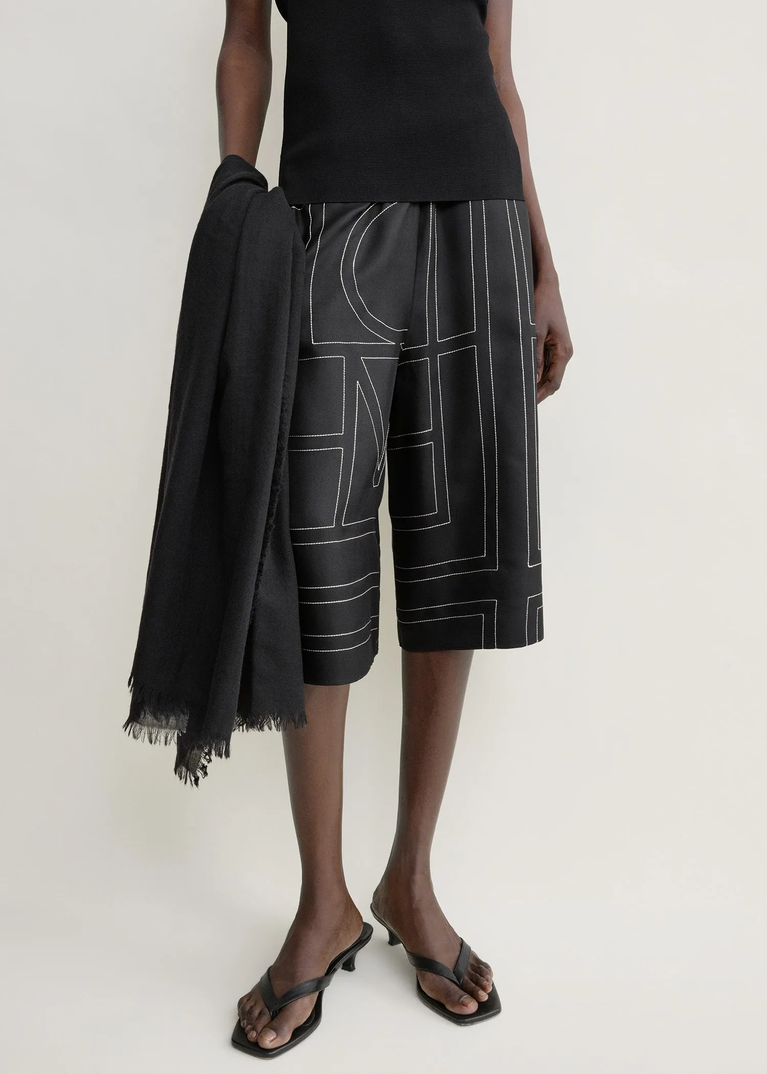 Monogram silk pj culottes black sold by Toteme product image thumbnail 4