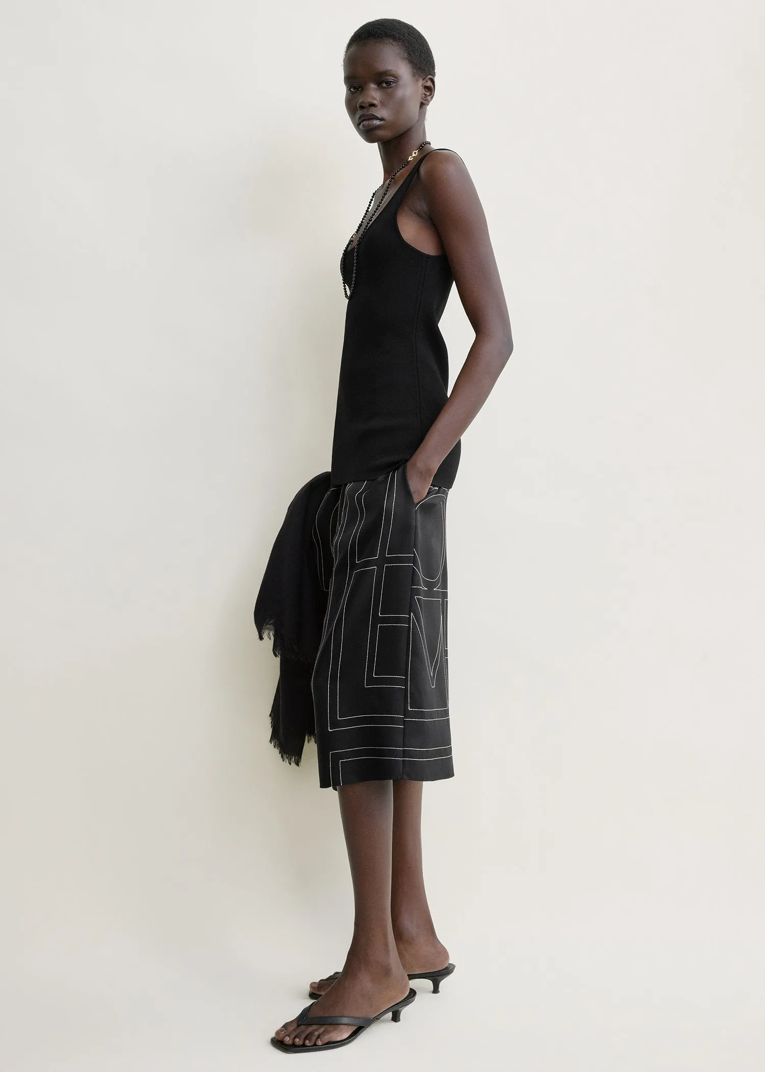 Monogram silk pj culottes black sold by Toteme product image thumbnail 2