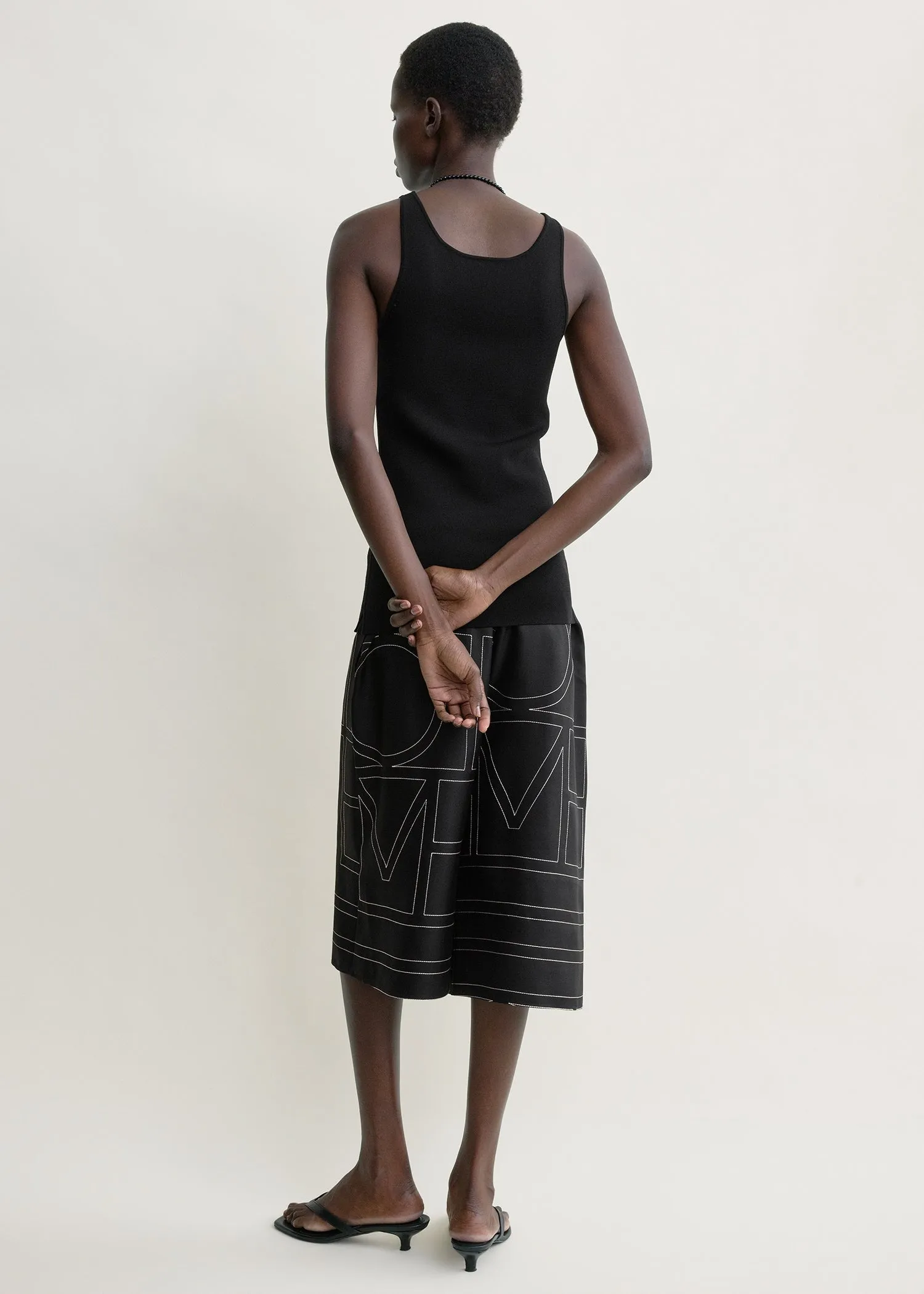 Monogram silk pj culottes black sold by Toteme product image thumbnail 3
