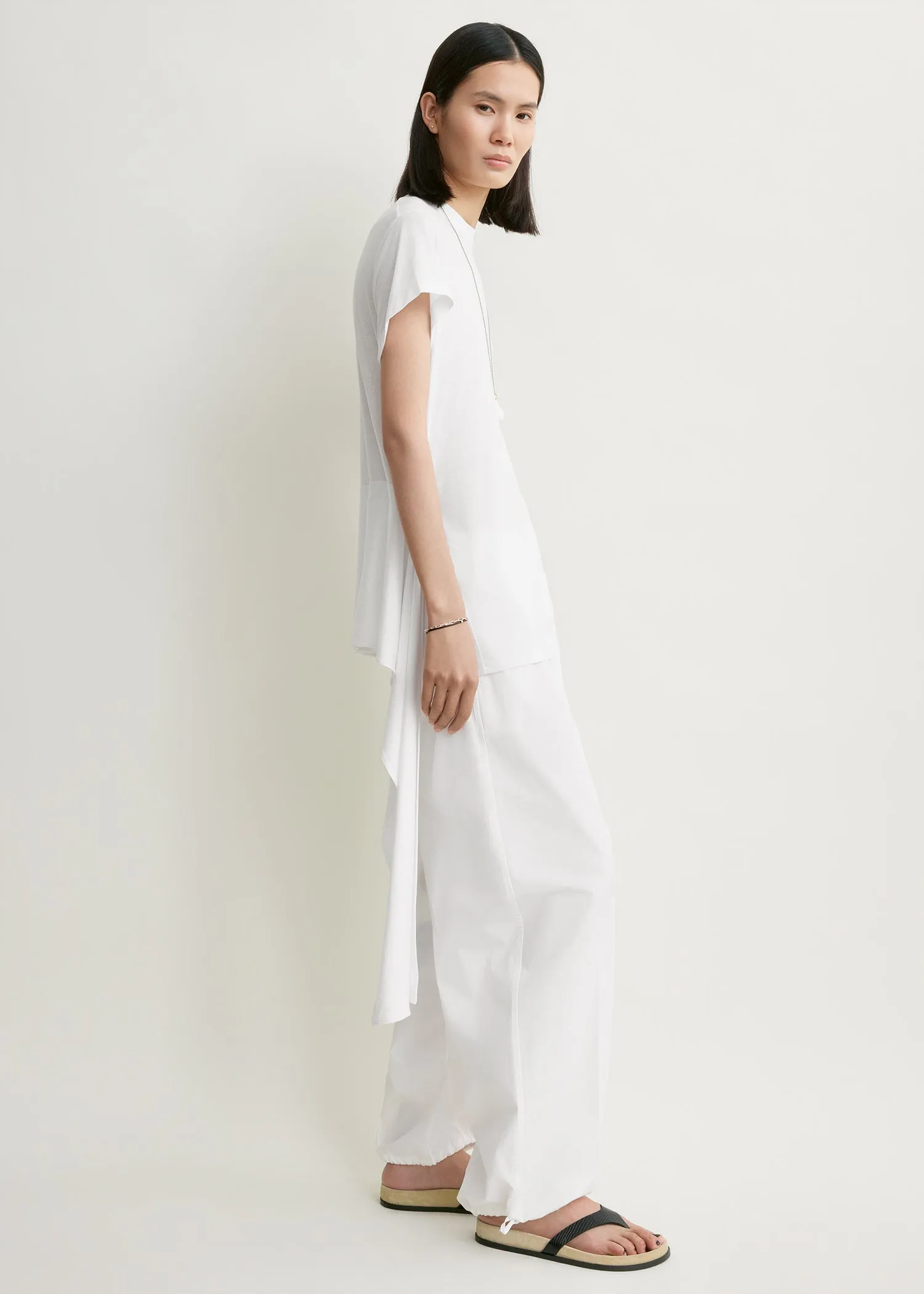 Drawstring cotton trousers white sold by Toteme product image thumbnail 2