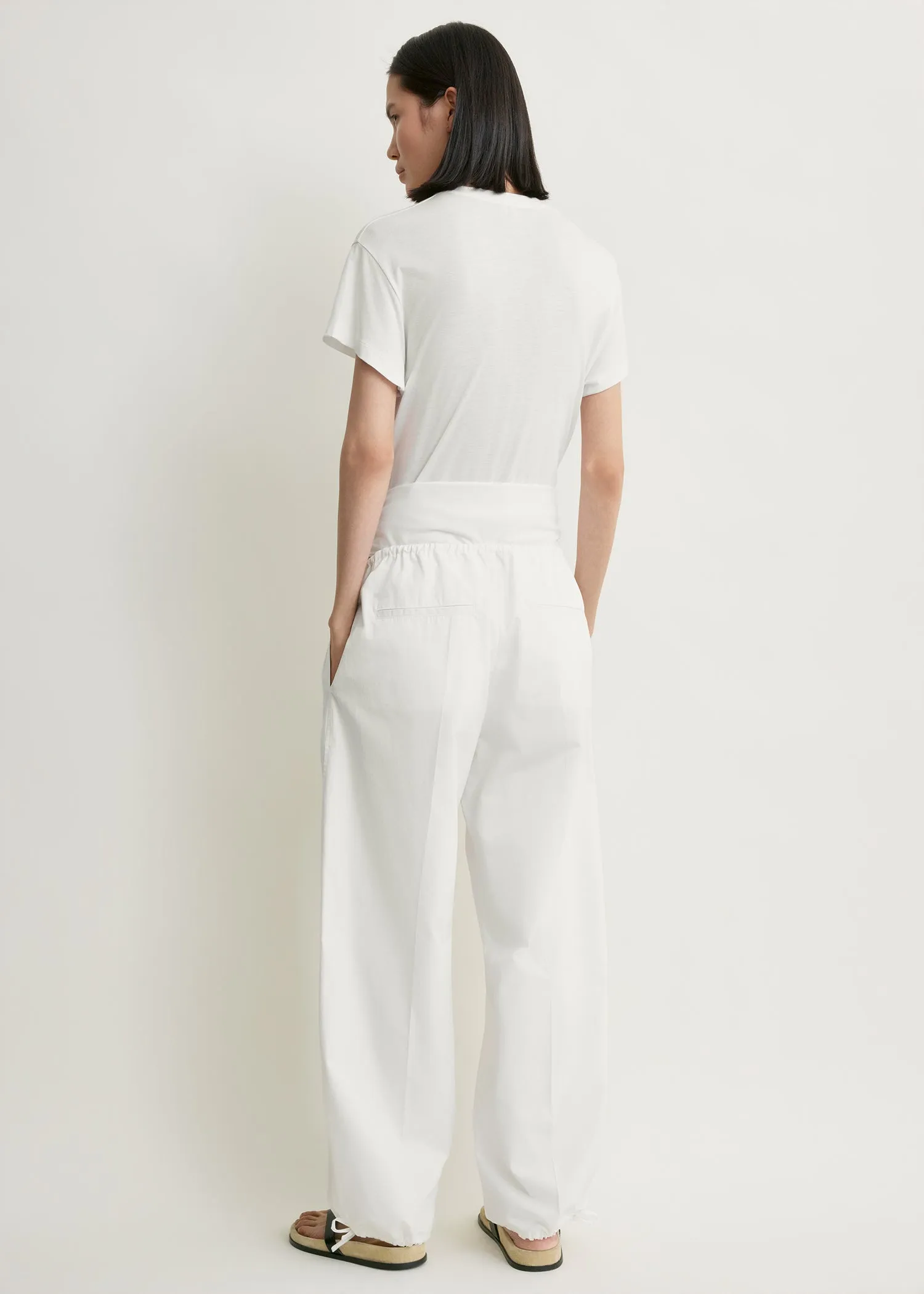 Drawstring cotton trousers white sold by Toteme product image thumbnail 3
