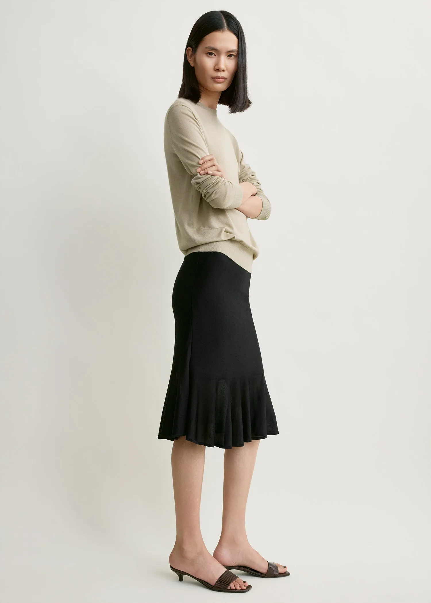 Fluted knit skirt black sold by Toteme product image thumbnail 2
