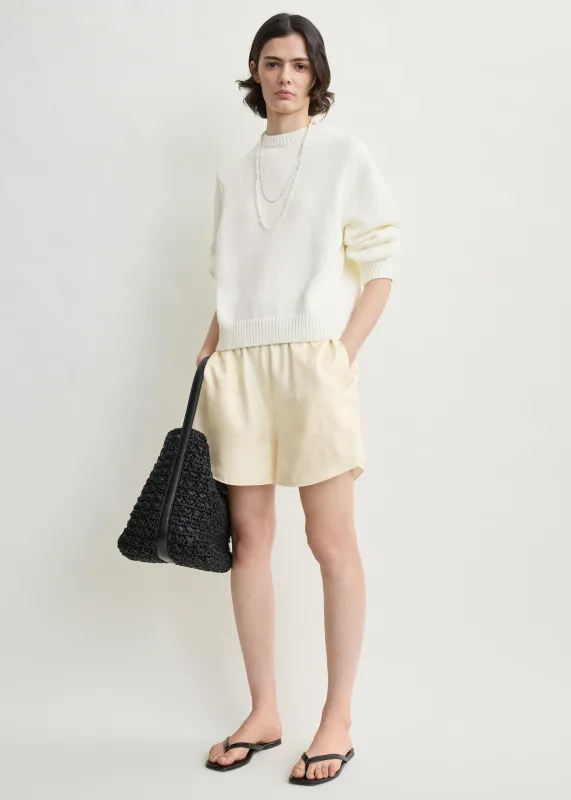 Monogram silk pj shorts cream made by Toteme